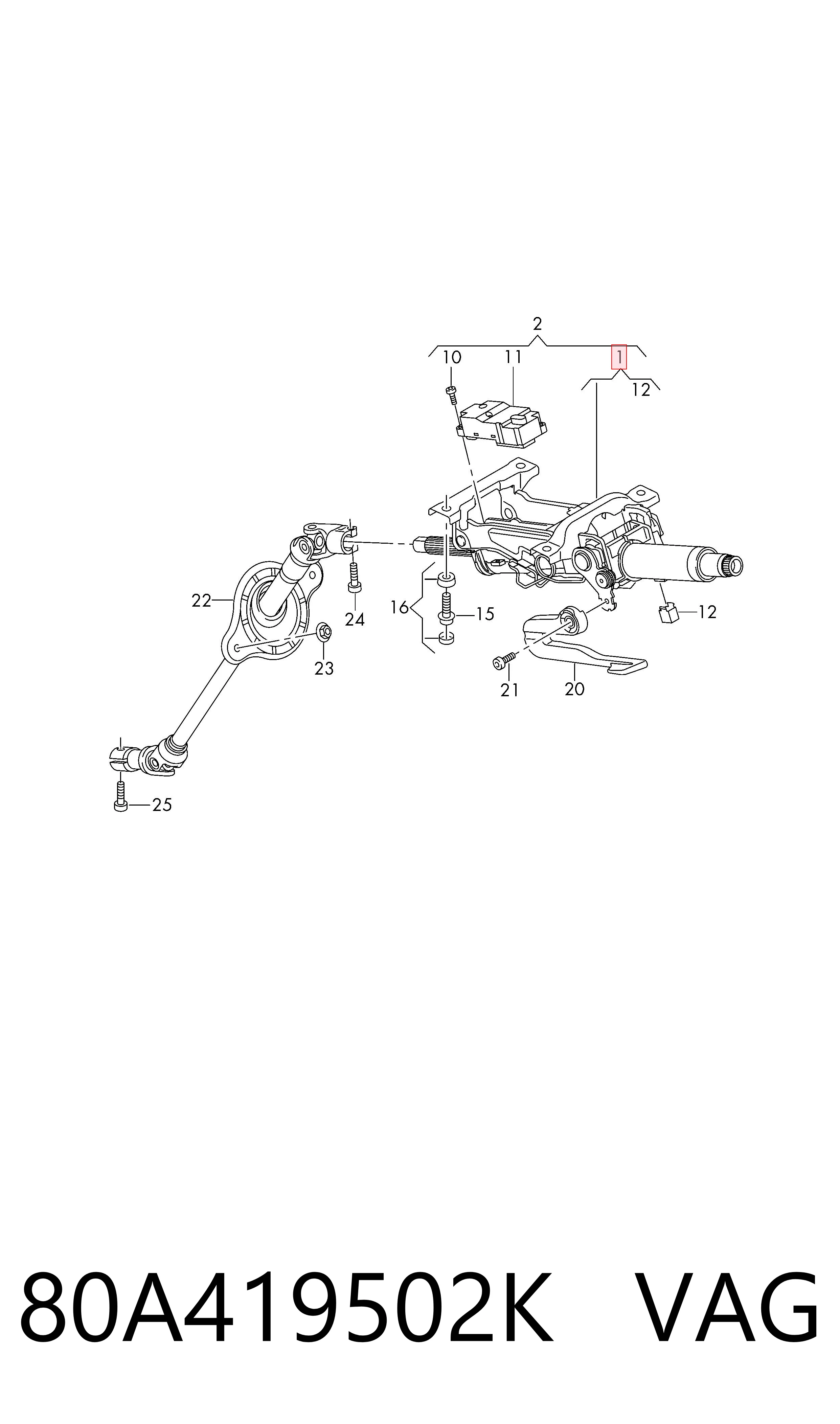 Columna de volante para Audi Q5  FYB, FYG
