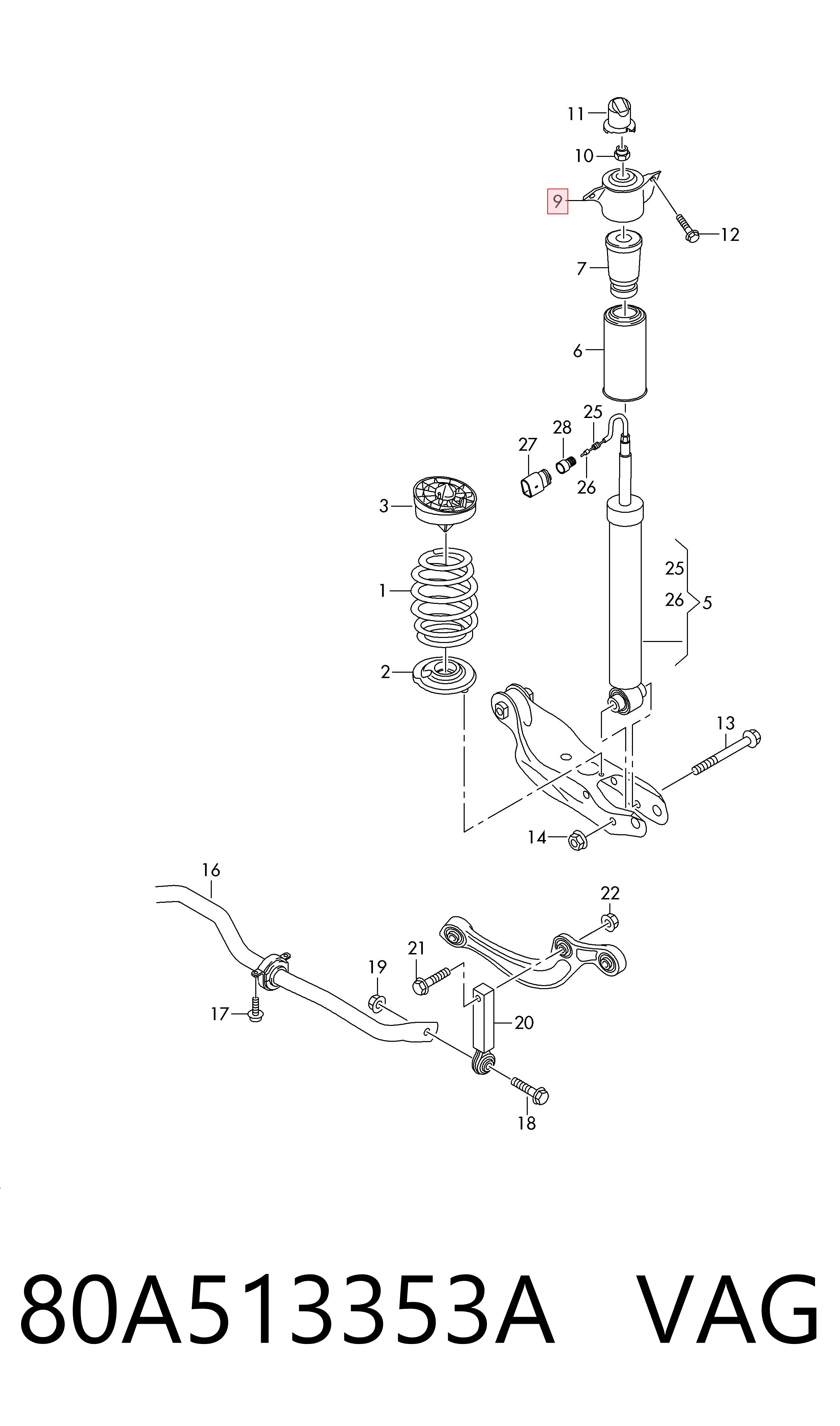 Comprar Soporte del amortiguador trasero Audi Q5  FYB, FYG a bajo precio