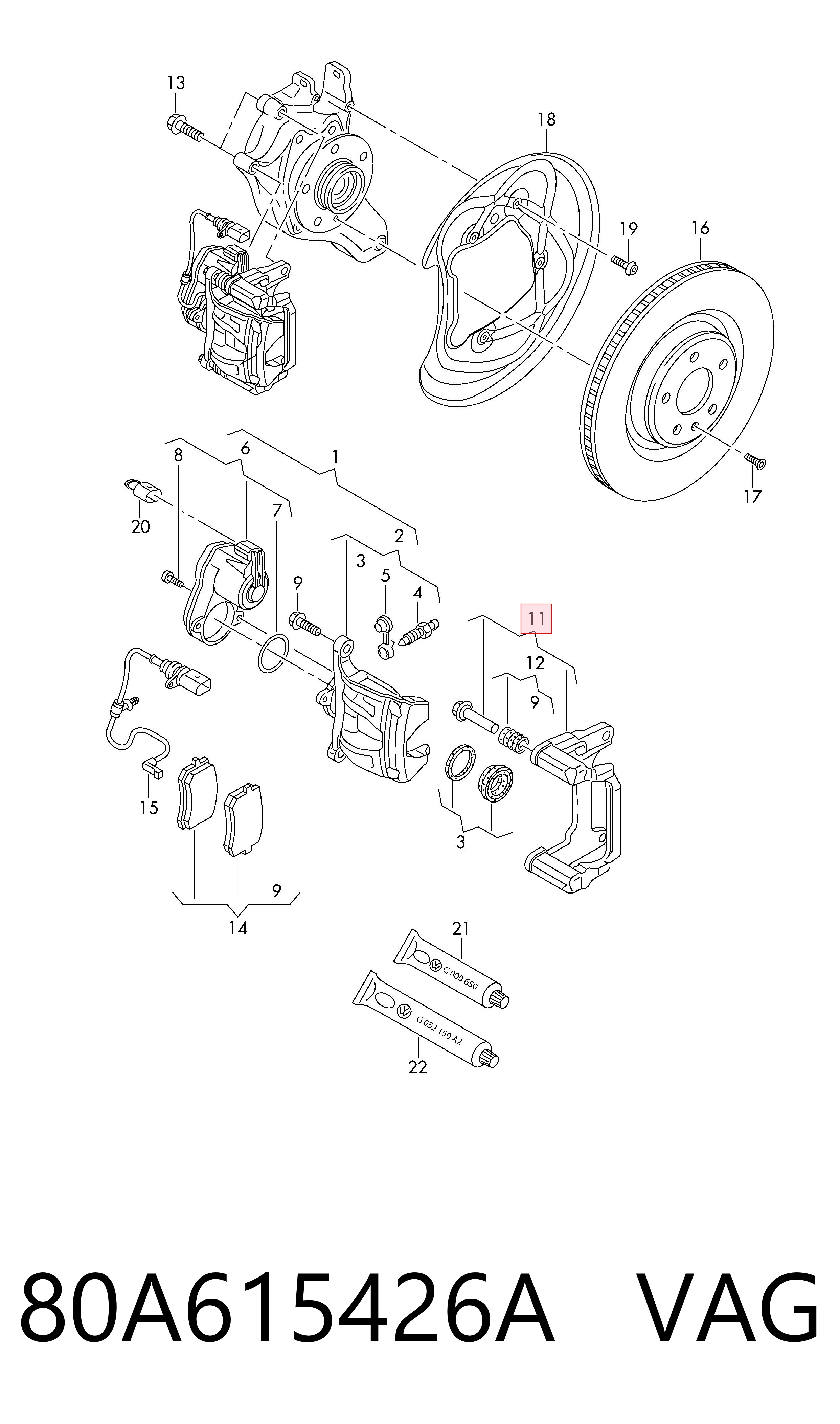 80A615426A VAG Soporte de la pinza de freno trasera