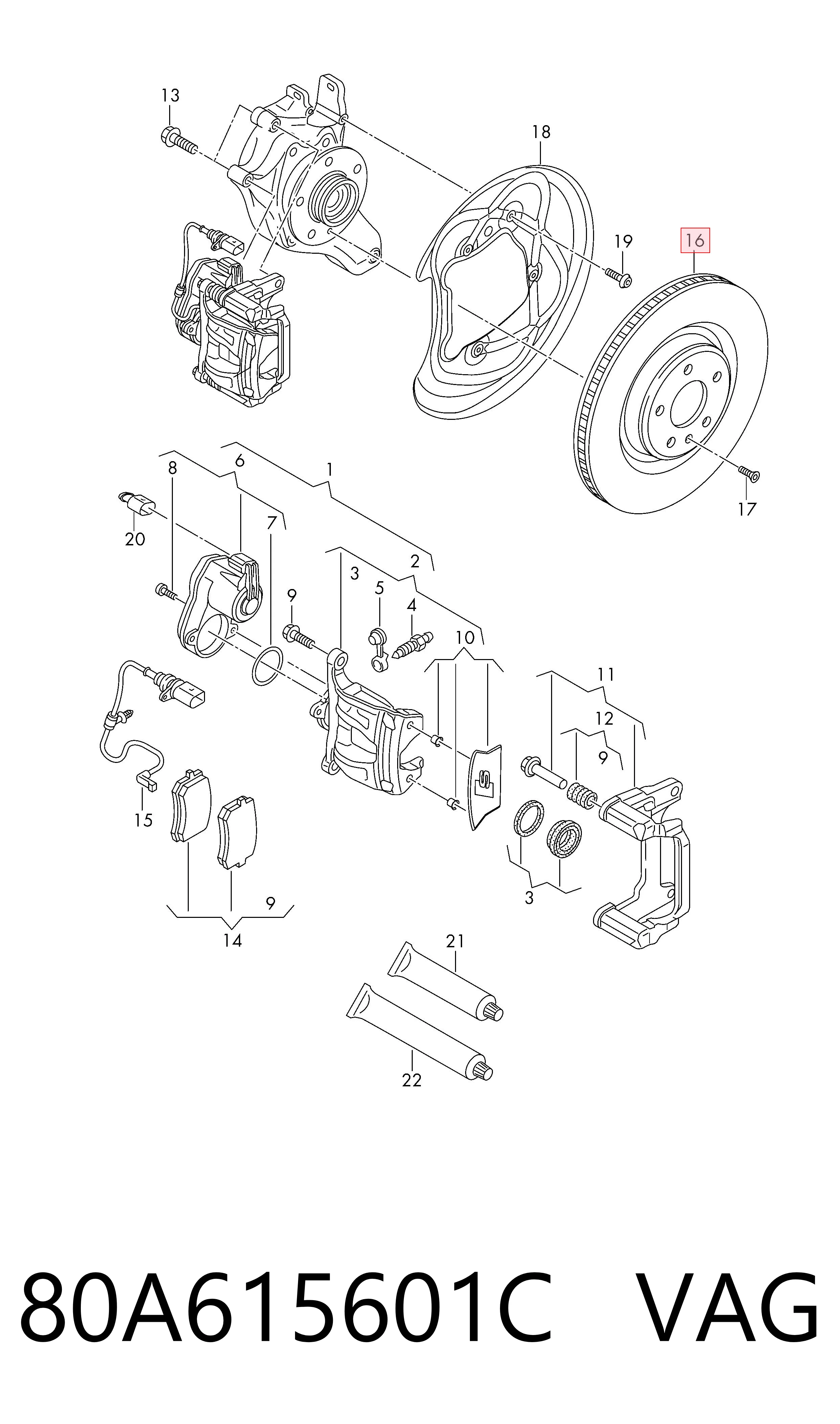 Disco de freno trasero VAG 80A615601C precio, desde 53,95 EUR