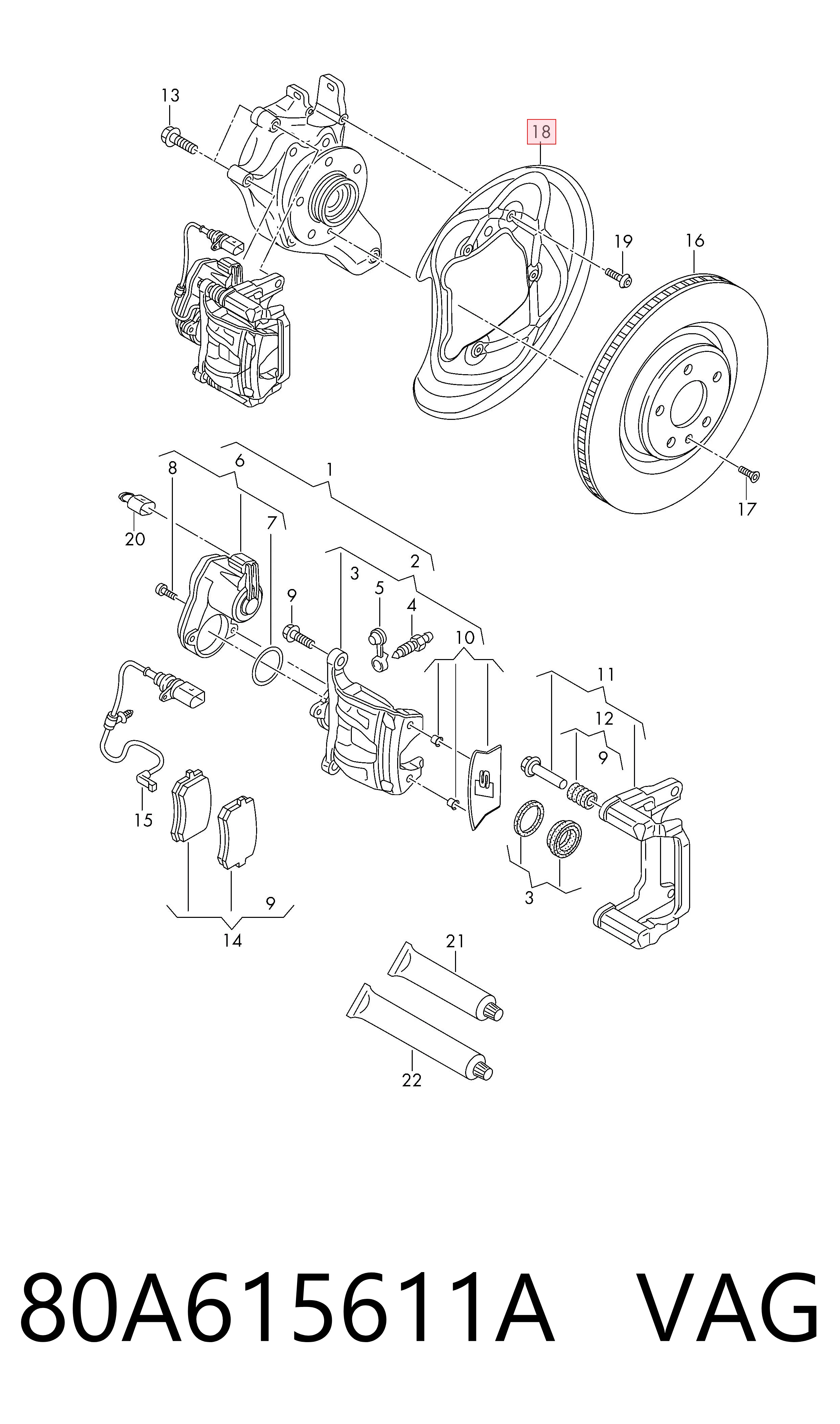 Protector de disco de freno trasero izquierdo VAG 80A615611A precio, desde 50,99 EUR