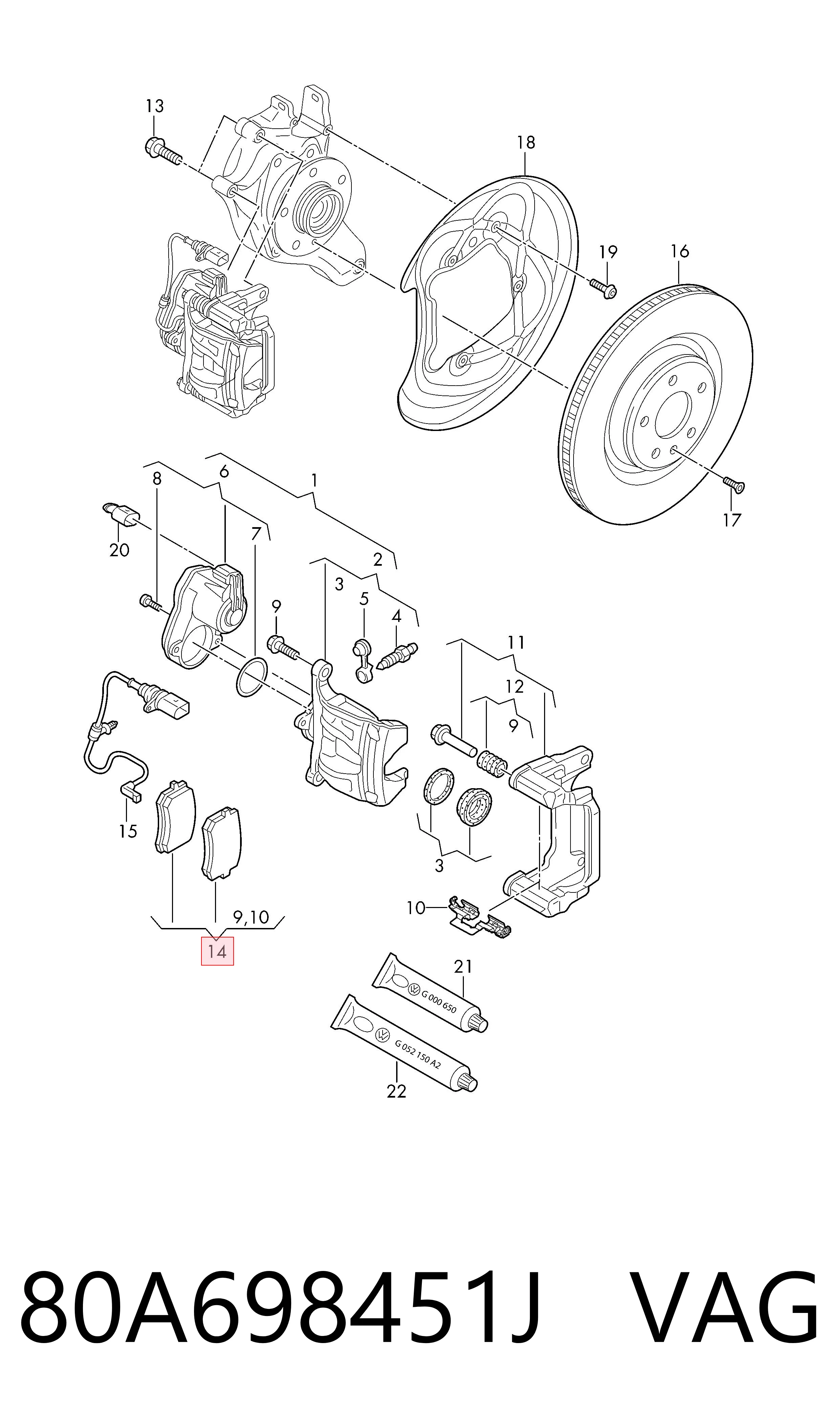 Pastillas traseras para Audi A4 (8WH, 8WJ)