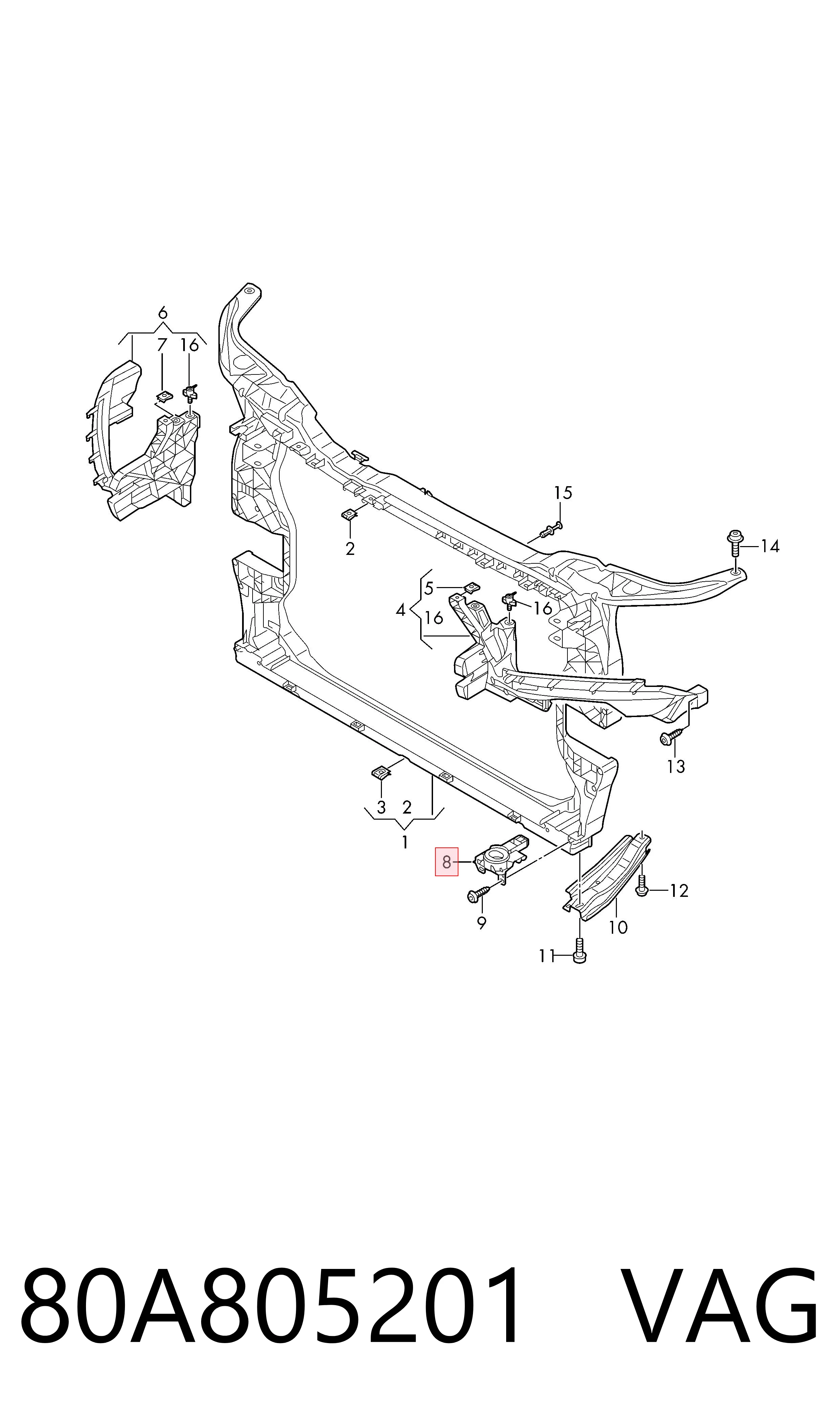 Soporte inferior de fijación del radiador VAG 80A805201 precio, desde 11,54 EUR