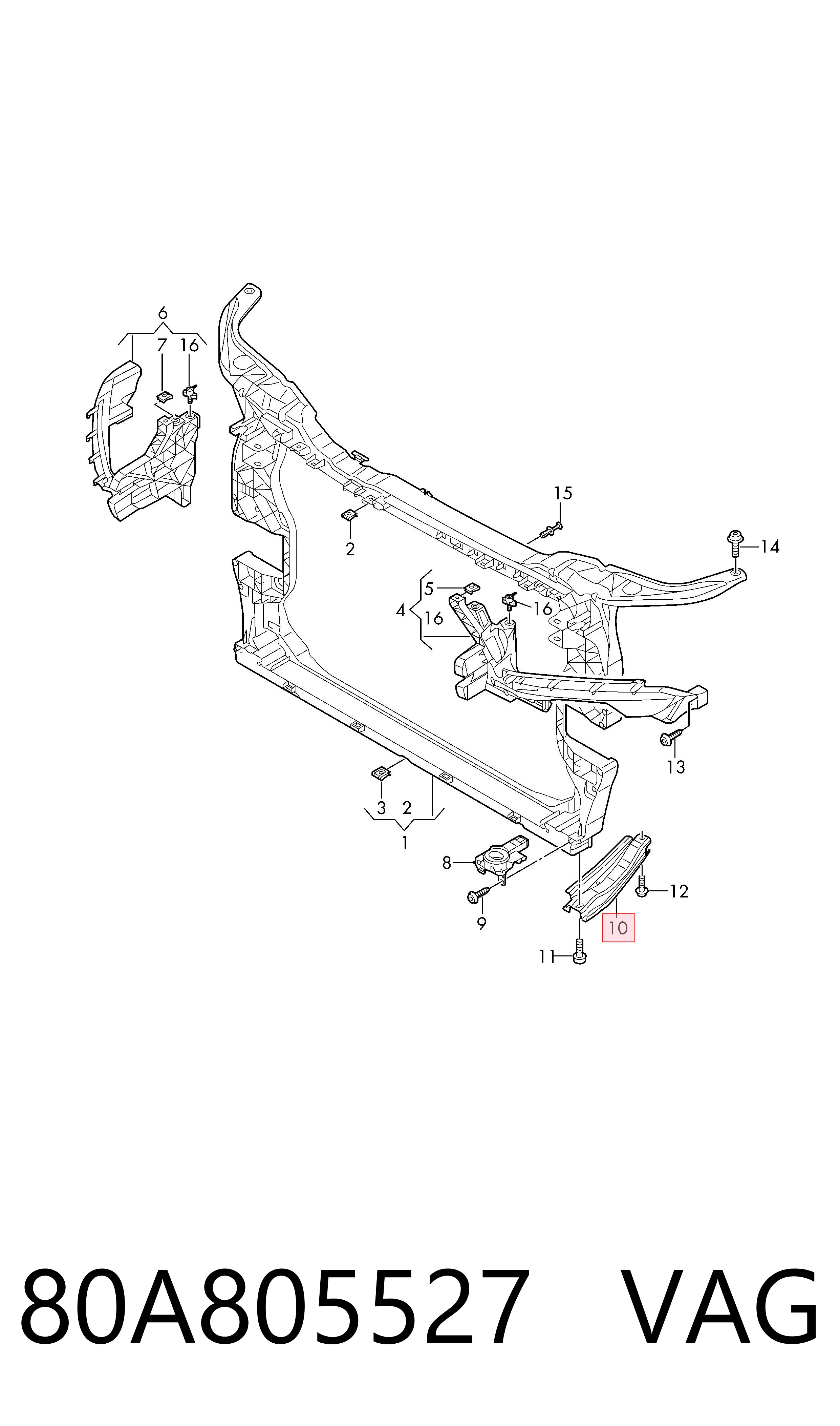 Soporte inferior del marco del radiador VAG 80A805527 precio, desde 22,11 EUR