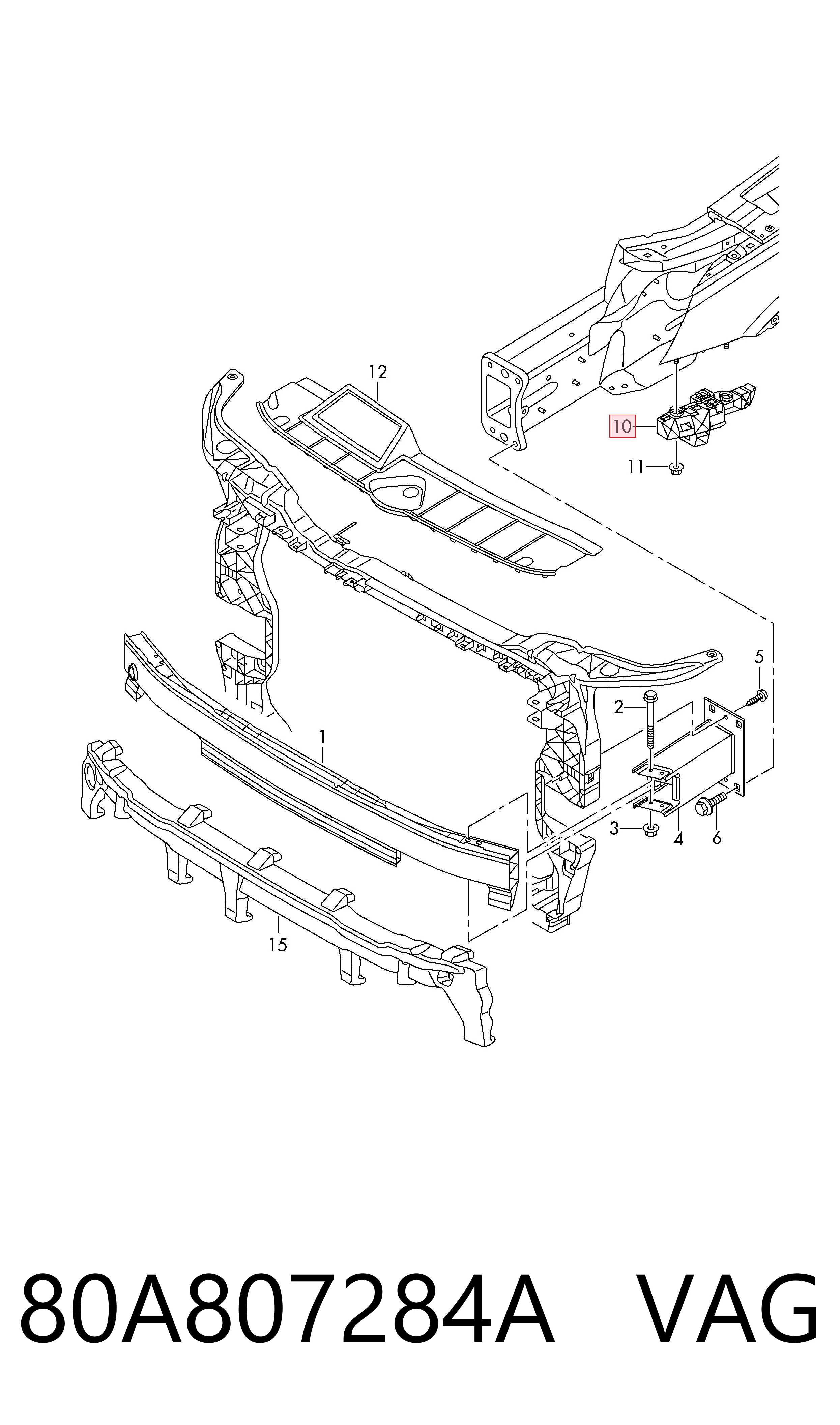 Soporte delantero de guardabarros delantero derecho VAG 80A807284A precio, desde 24,03 EUR
