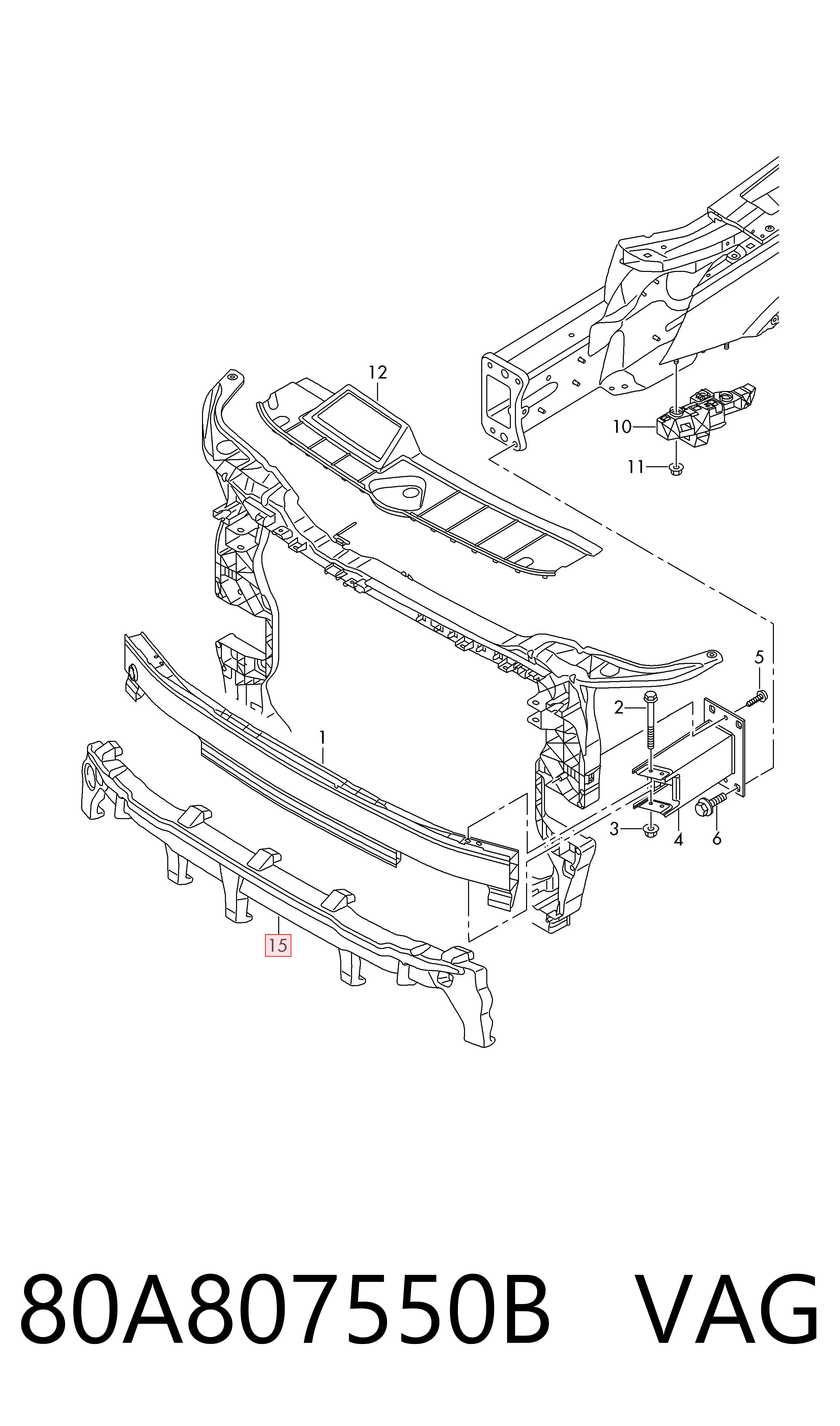 80A807550B VAG Absorbedor del parachoques delantero