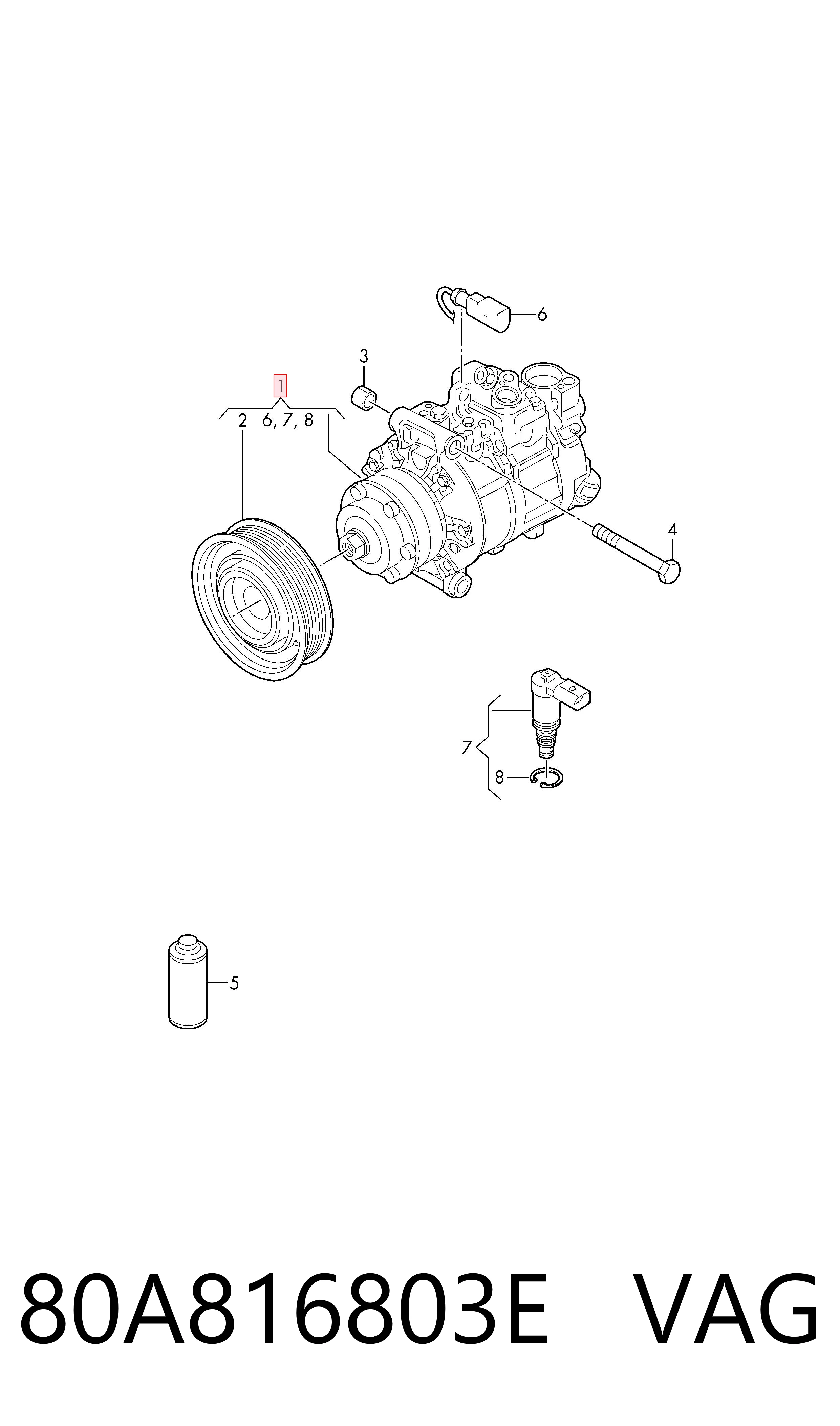 80A816803E VAG Compresor climatizador