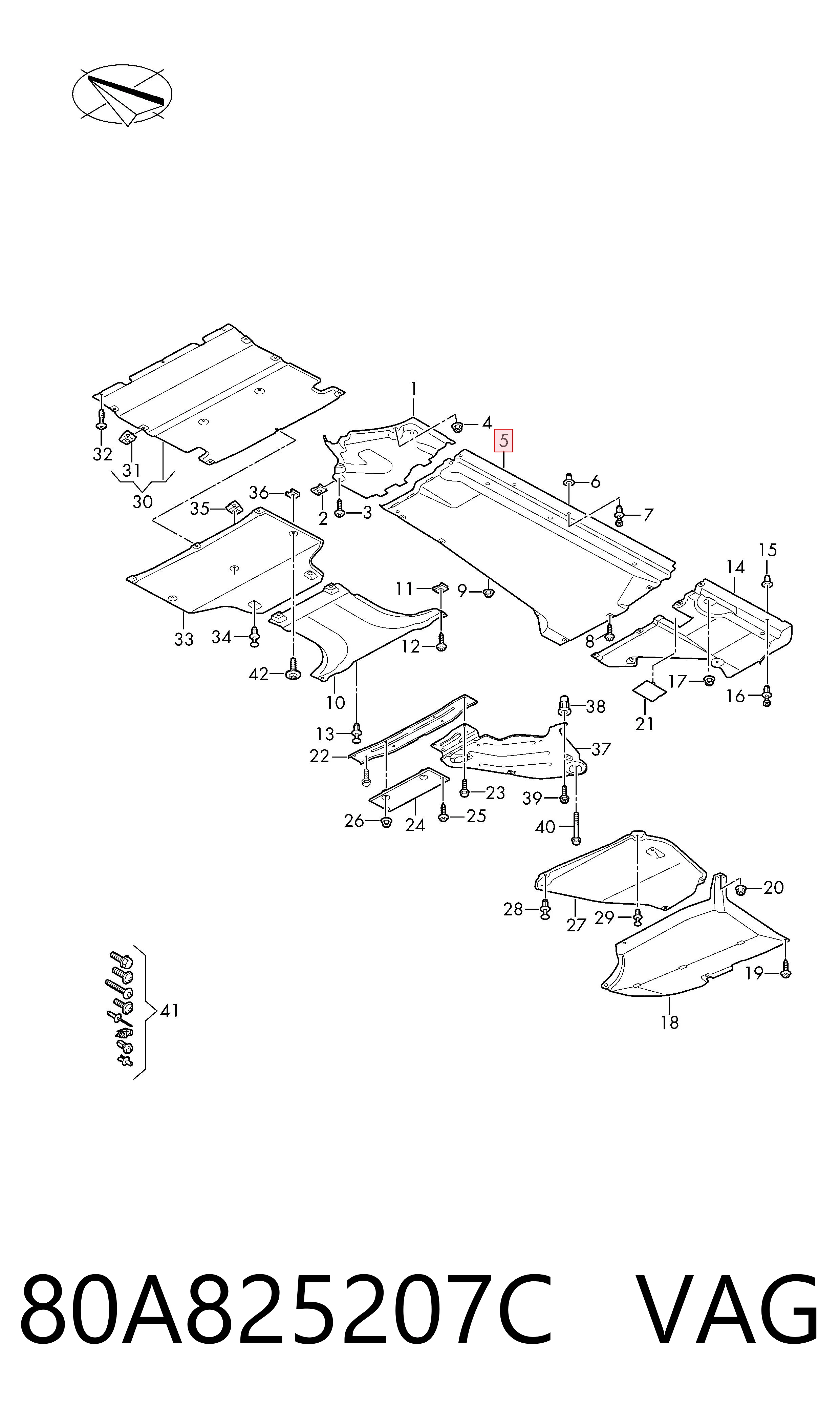 80A825207C VAG Protección inferior izquierda