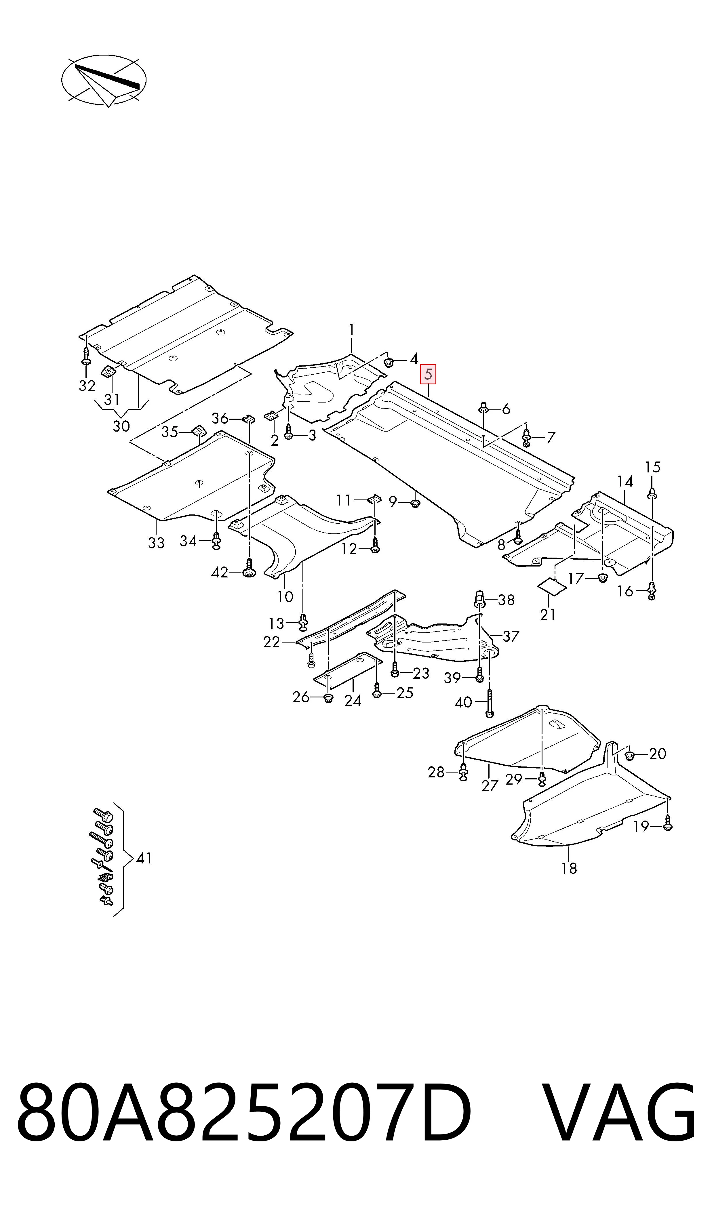 80A825207D VAG Protección inferior izquierda