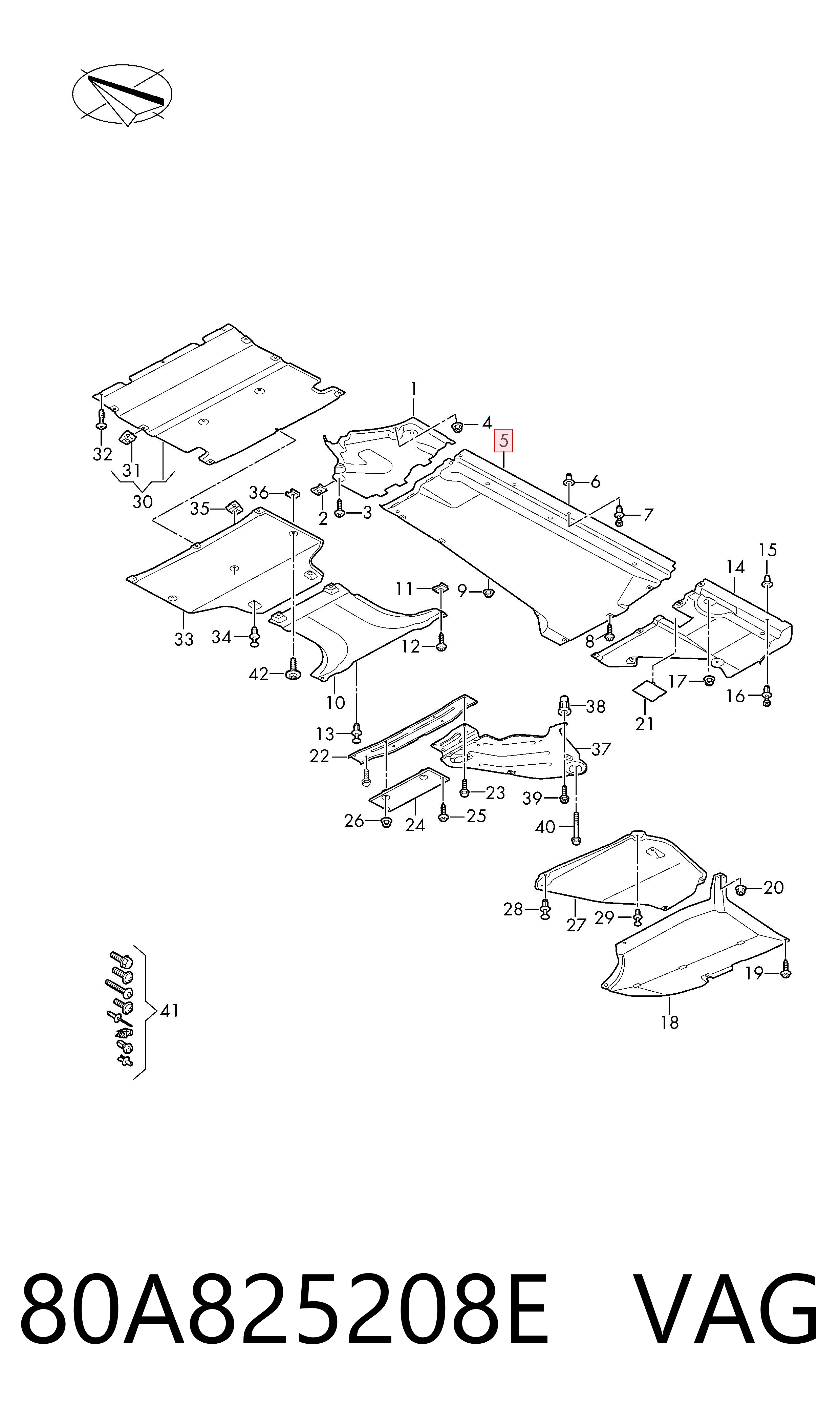80A825208E VAG Protección inferior derecha
