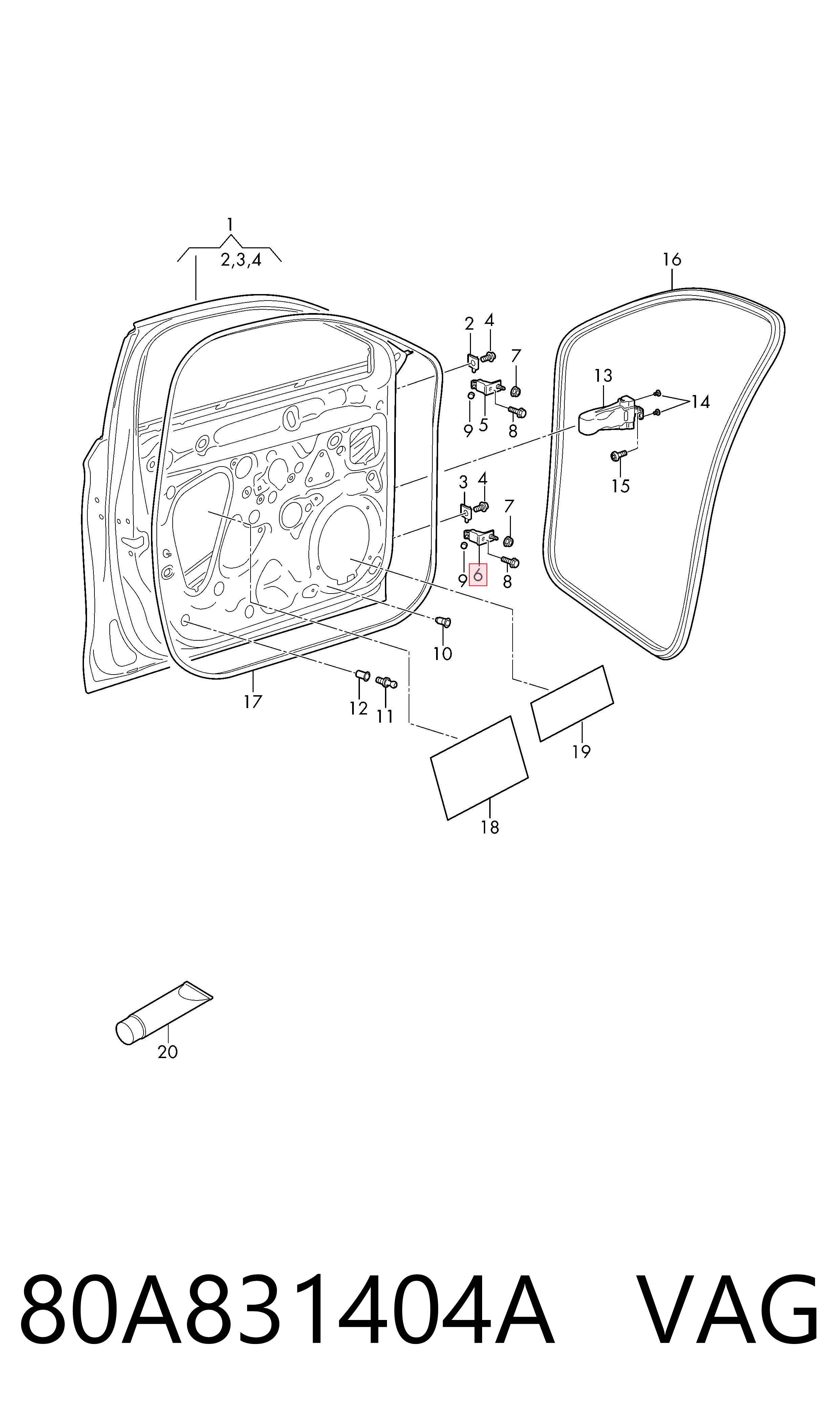 80A831404A VAG Bisagra de la puerta delantera derecha