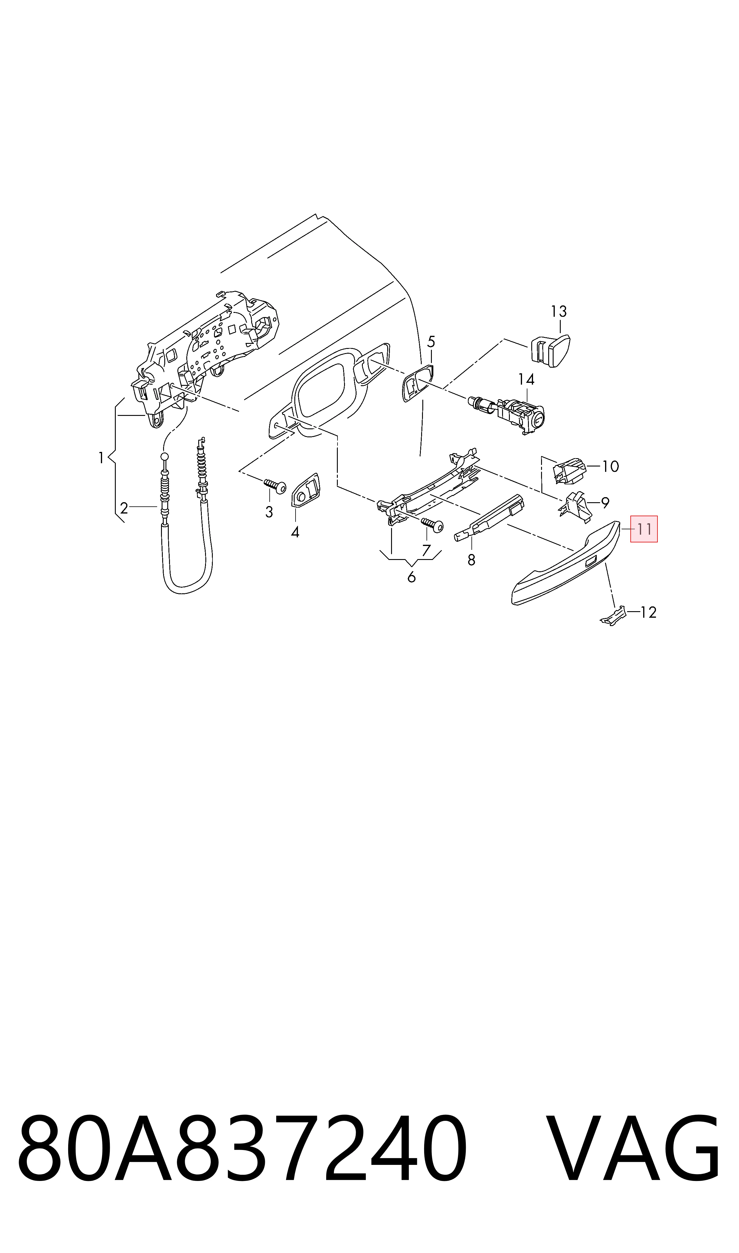 80A837240 VAG Embellecedor de la manija de puerta