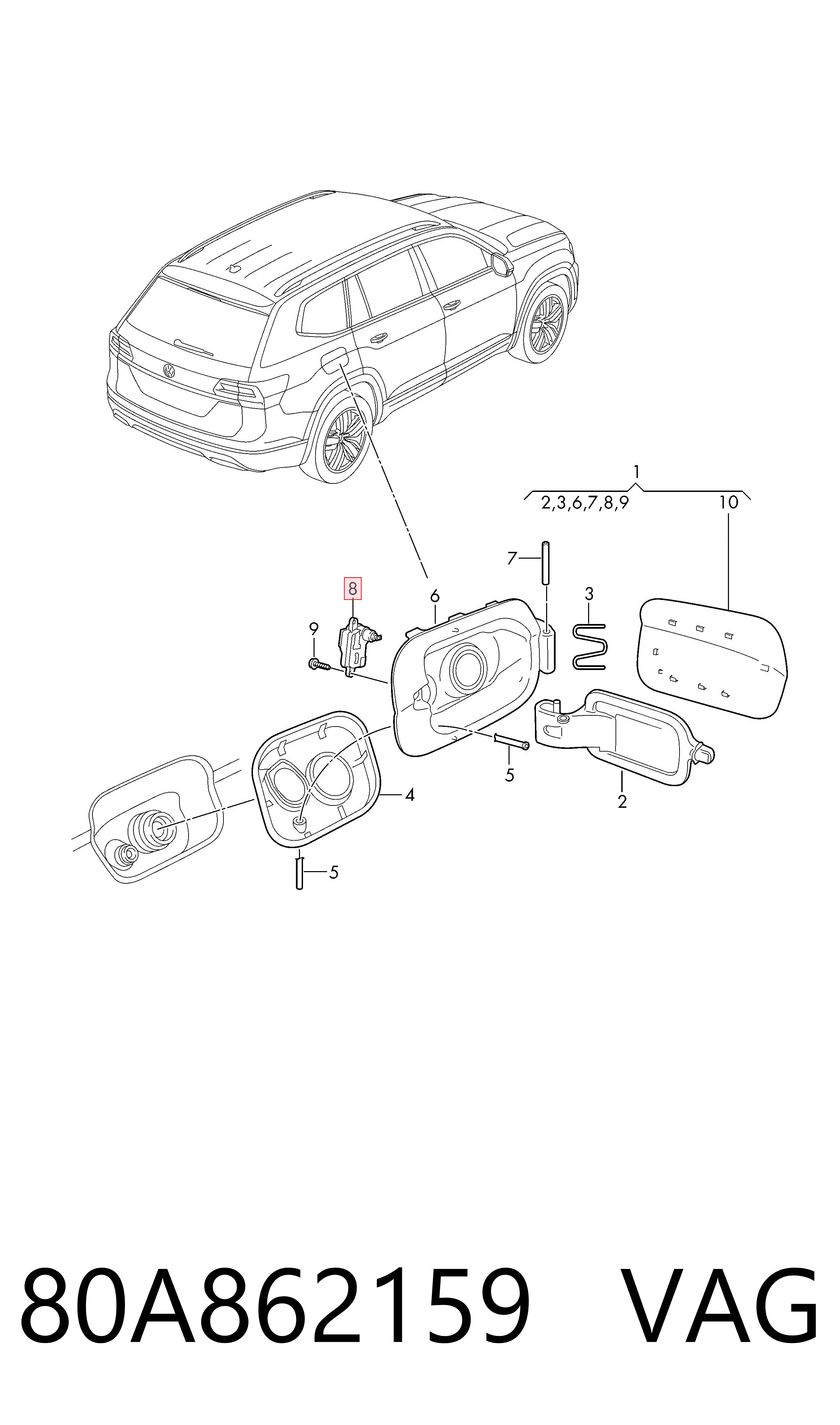 Motor apertura de tapa combustible para Volkswagen Jetta VII BU3, BU4