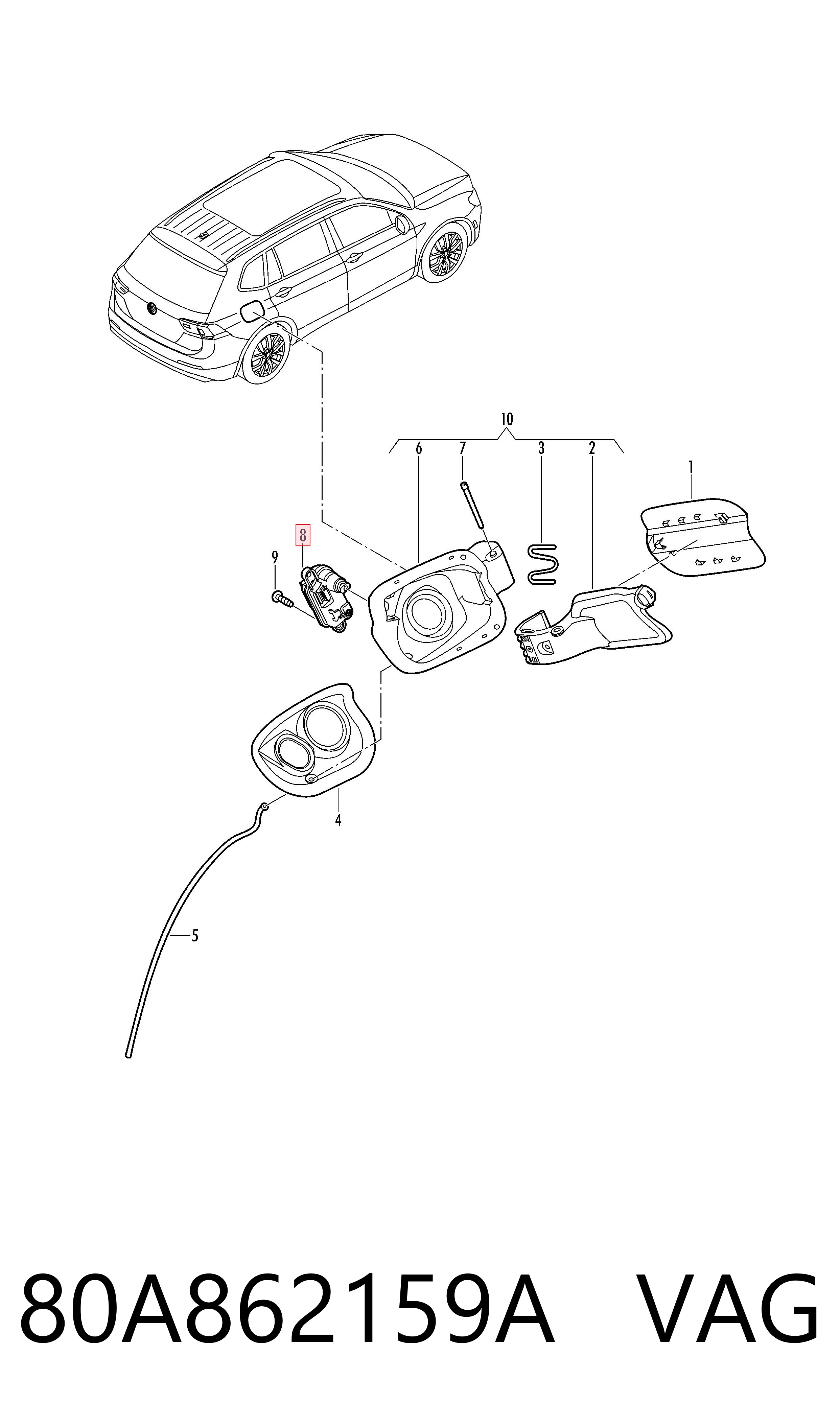  Motor tapa combustible Volkswagen Jetta 7