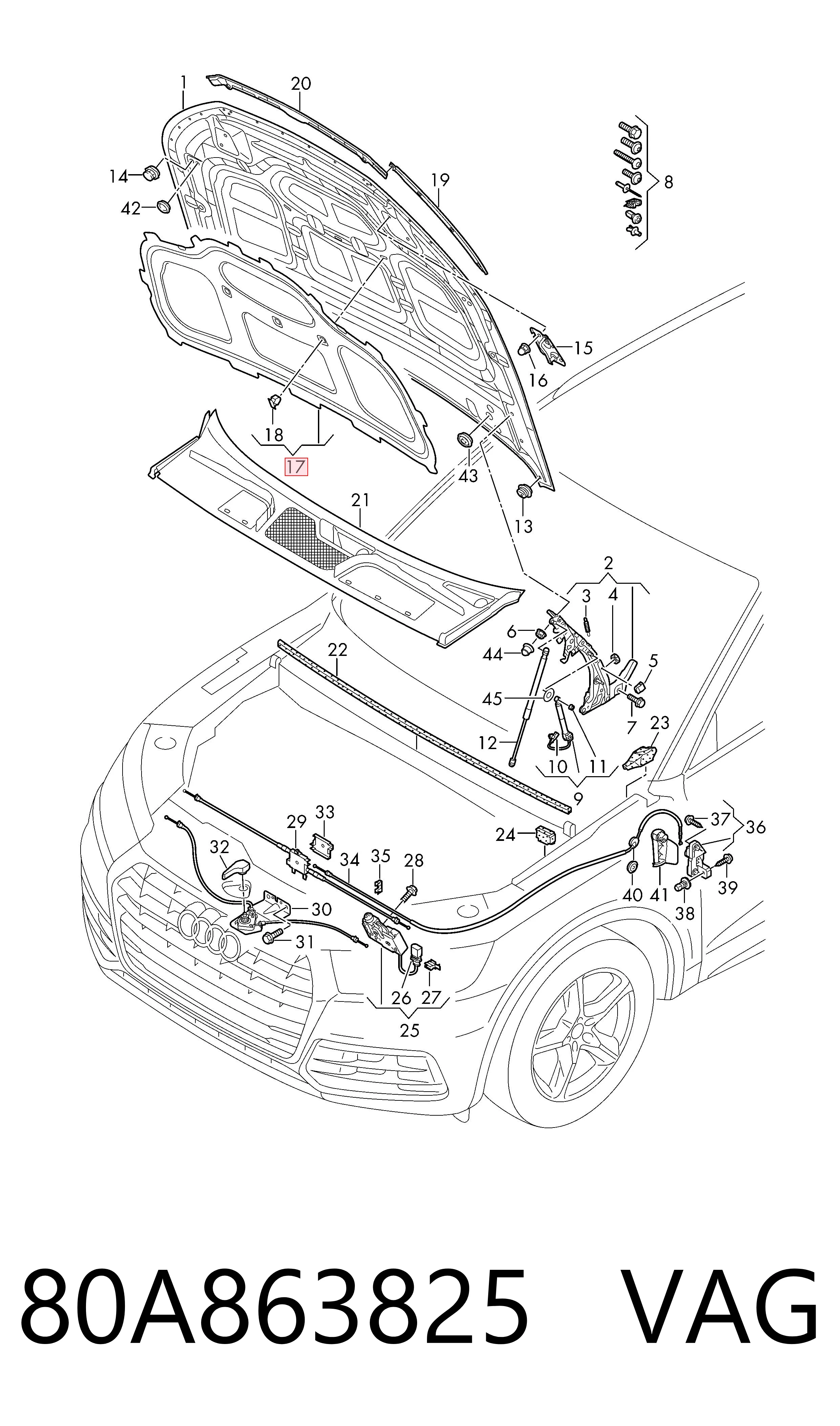 Insonorizante de motor VAG 80A863825 precio, desde 70,27 EUR