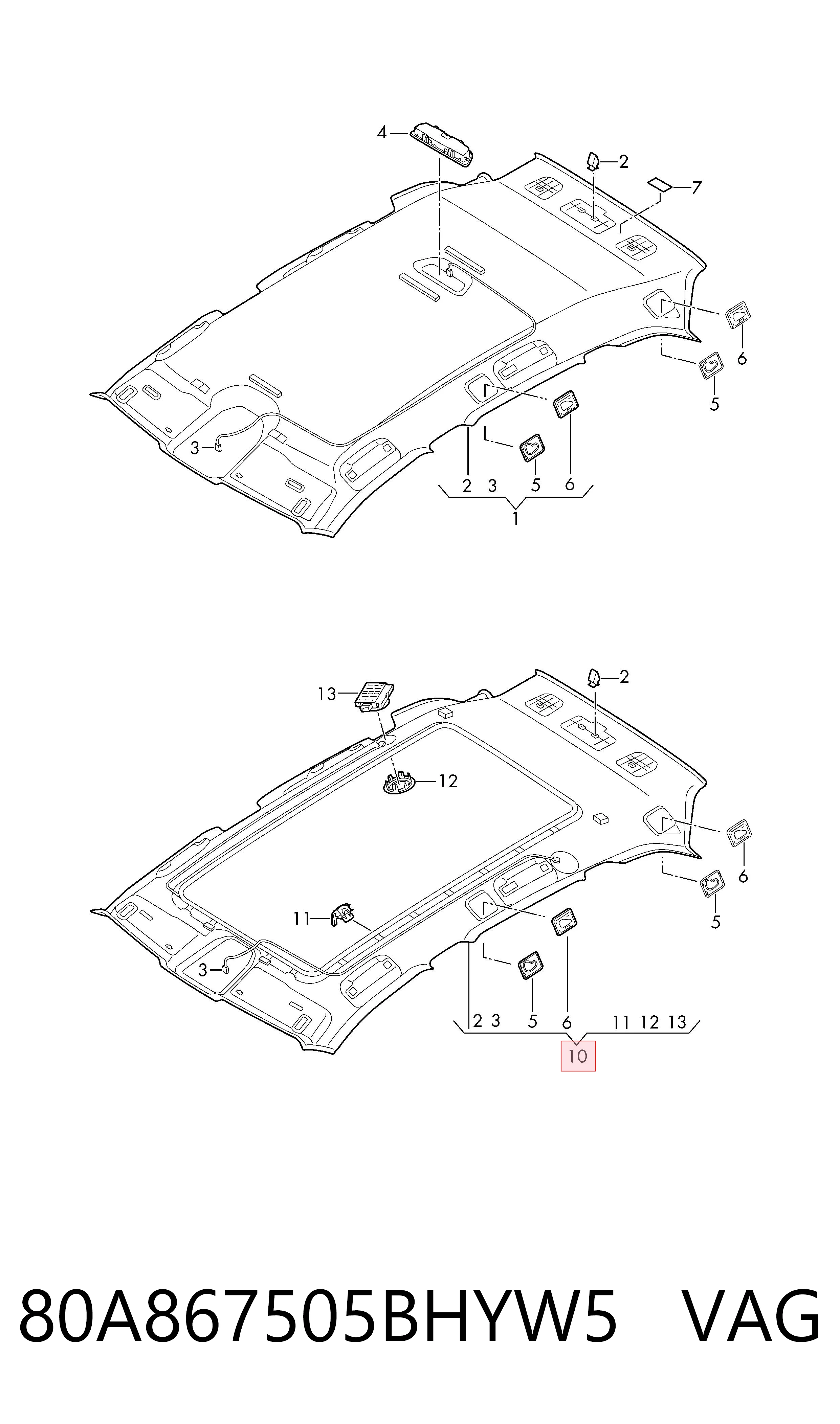 Techo interior para Audi Q5 FYB, FYG