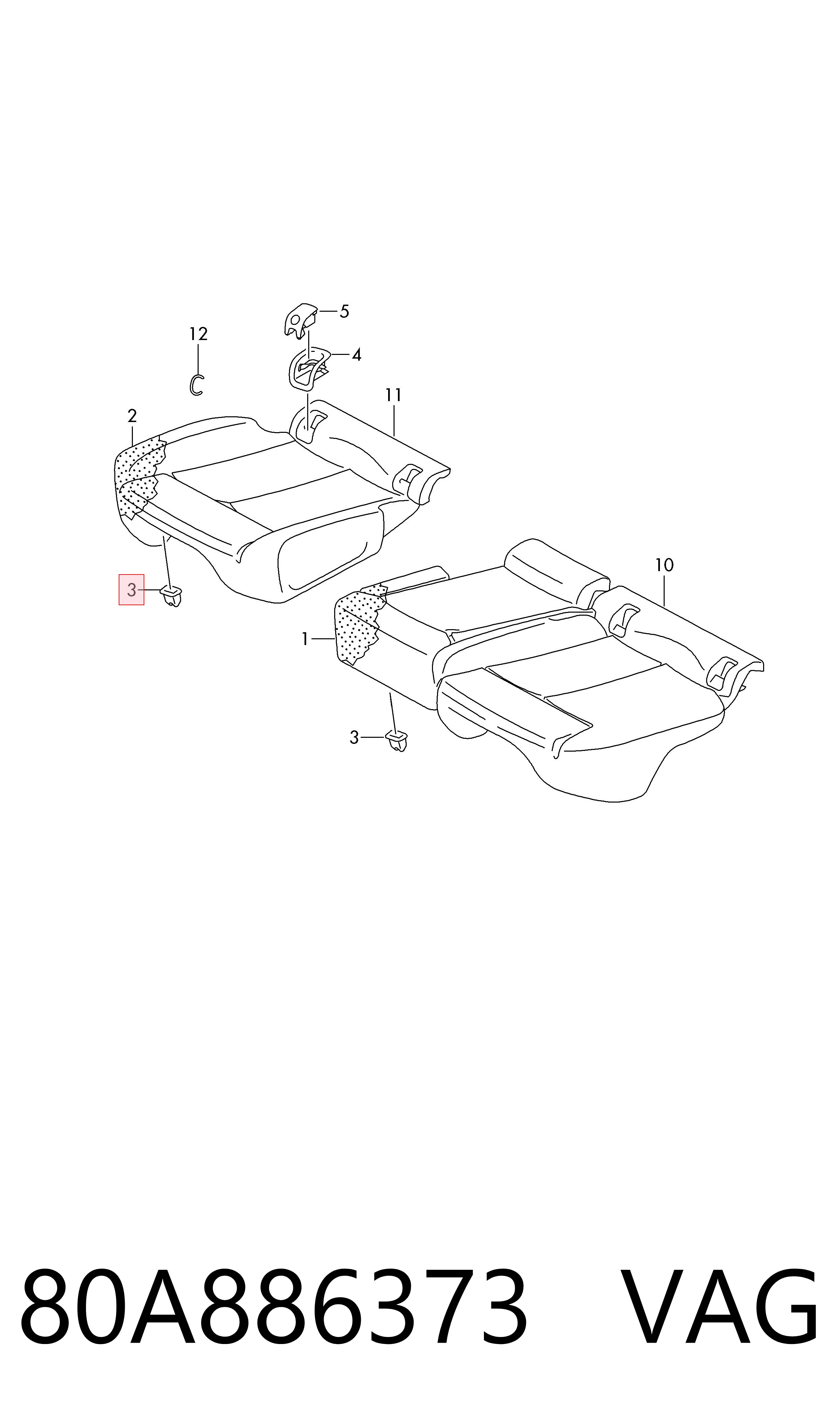 Comprar 80A886373 VAG Fijador de asiento trasero
