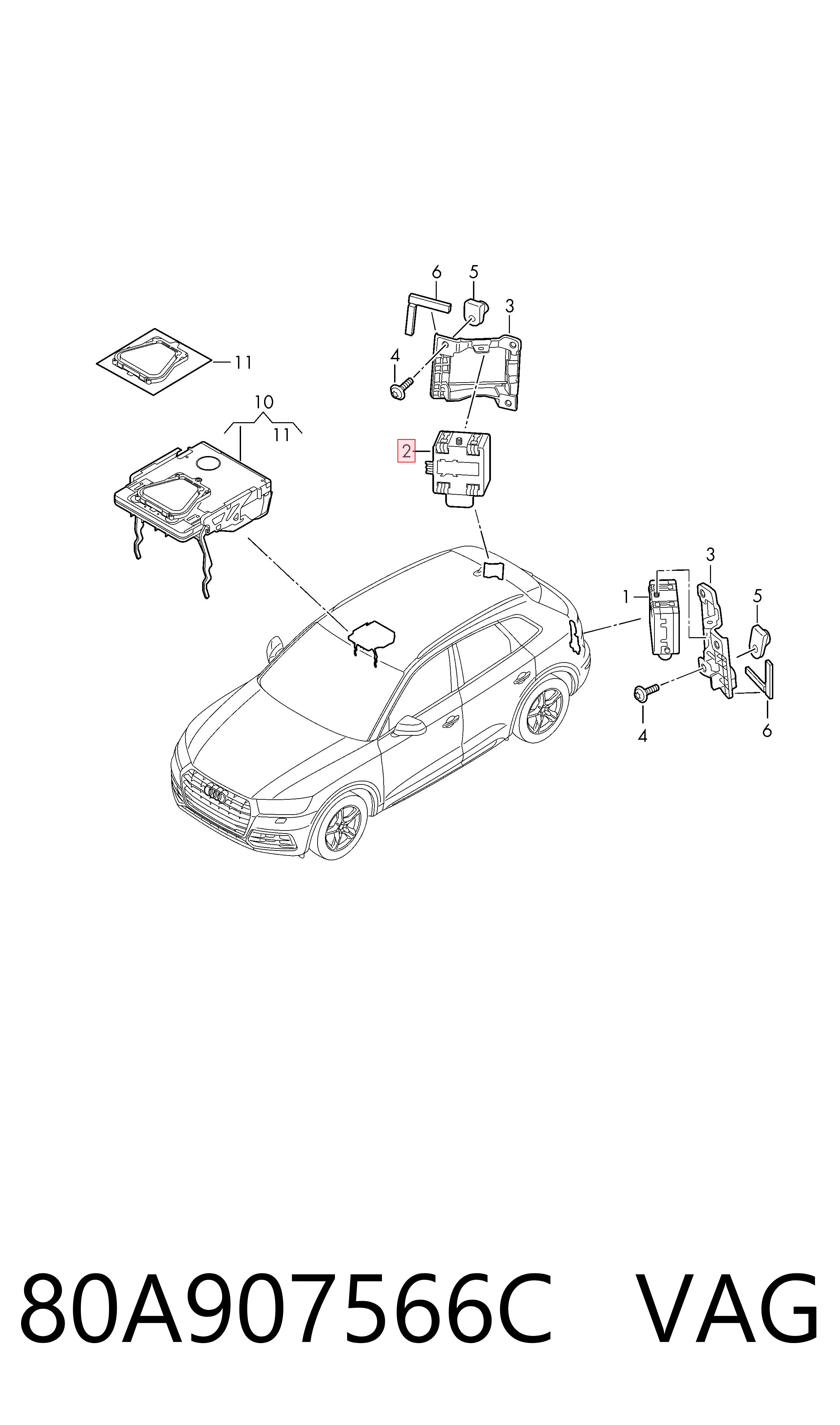 80A907566C VAG Sensor de ángulo muerto trasero