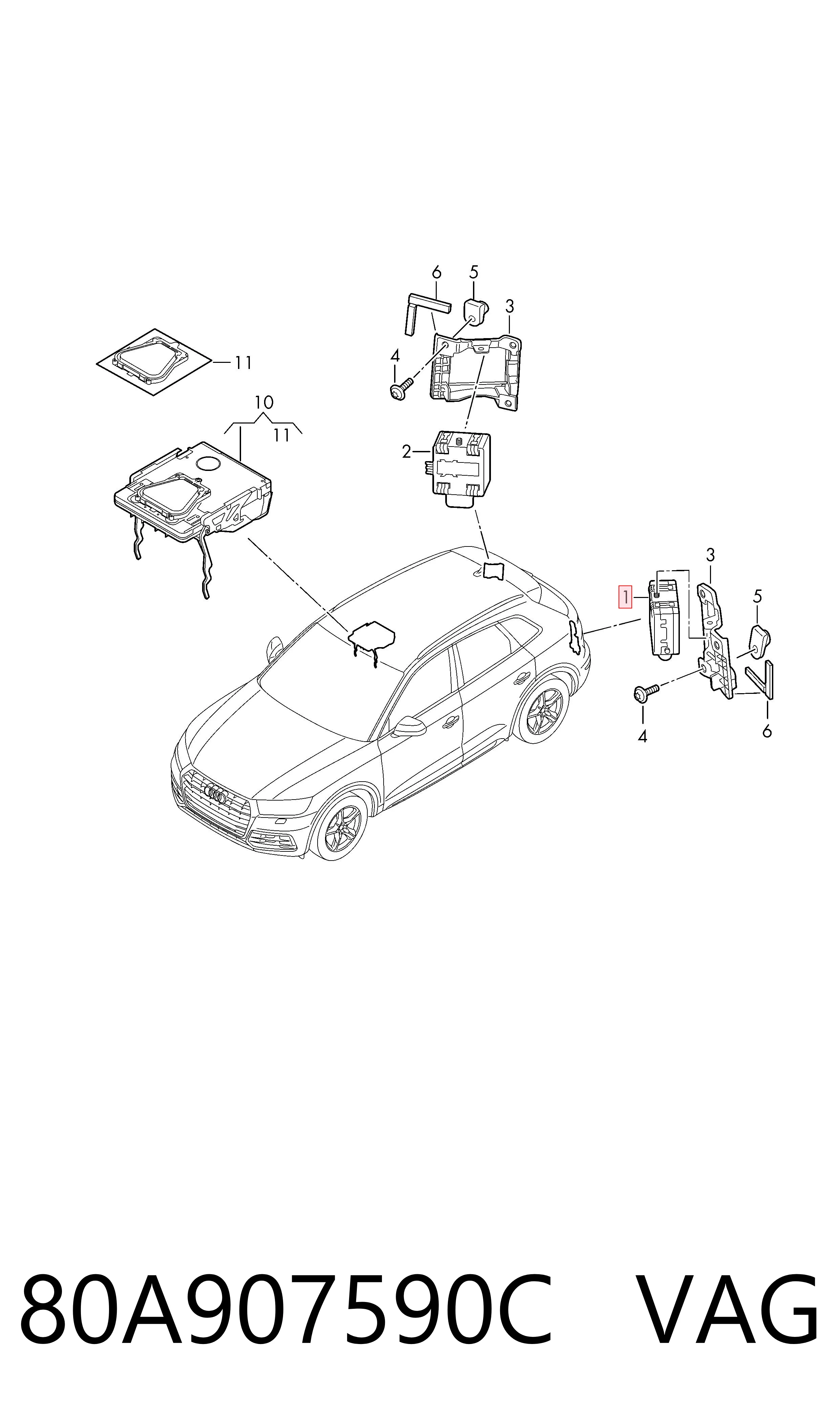 80A907590C VAG Sensor de ángulo muerto trasero