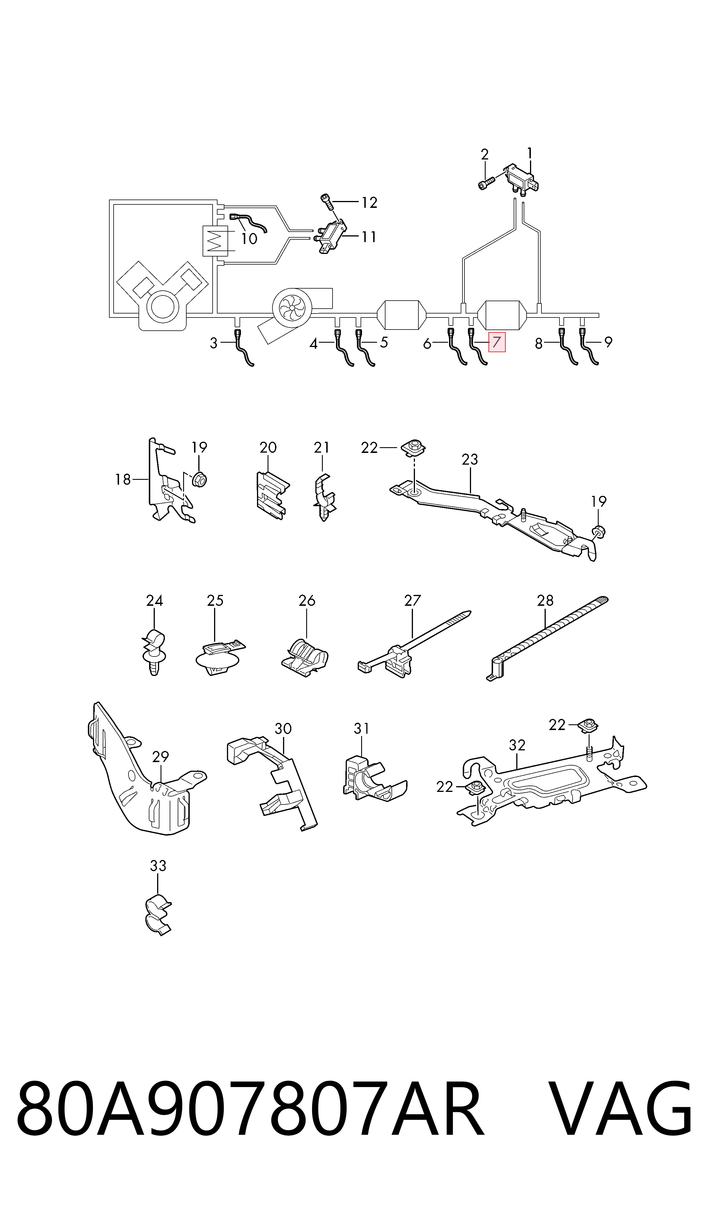 80A907807AR VAG Sensor de óxidos de nitrógeno NOx