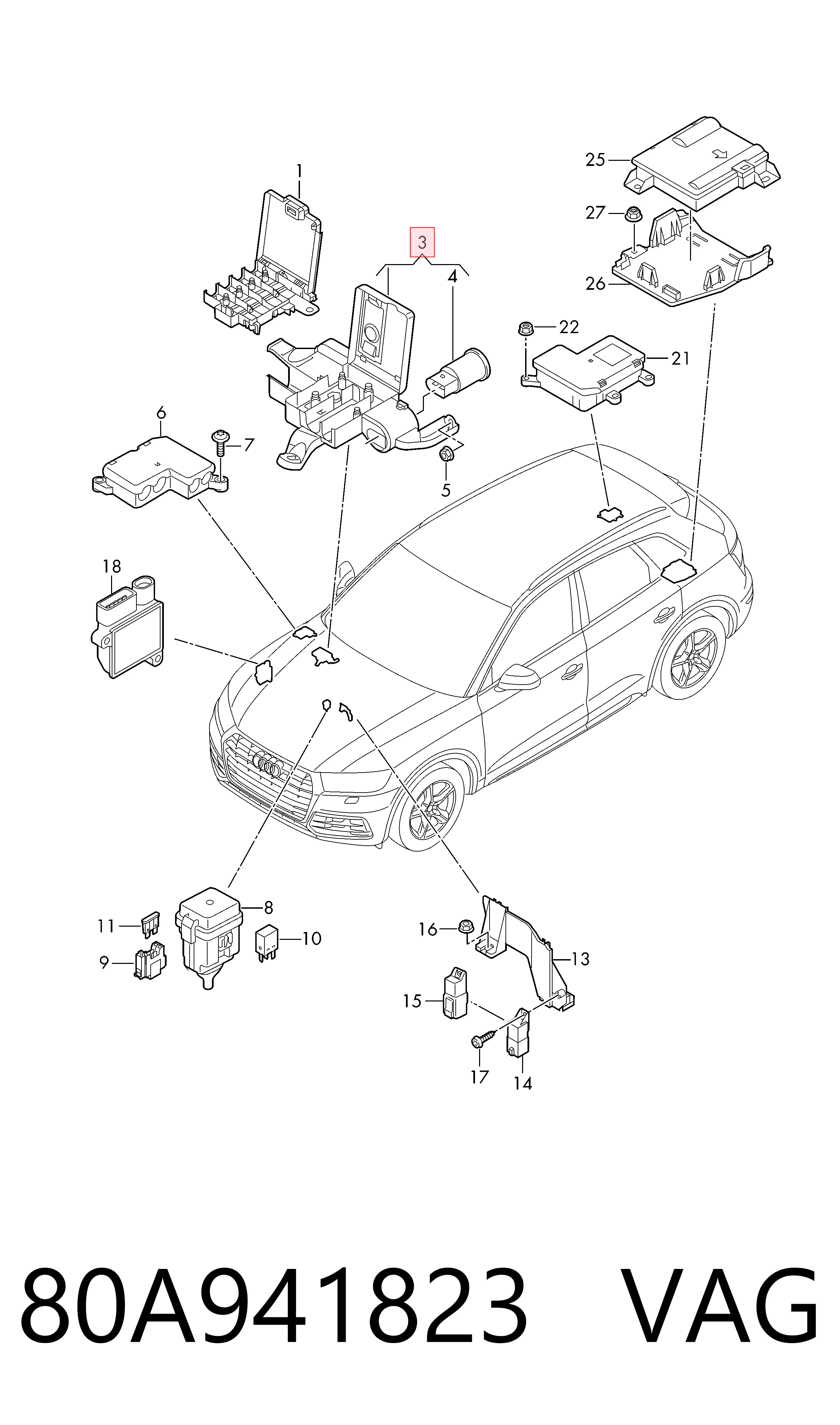 80A941823 VAG Caja de relés y fusibles