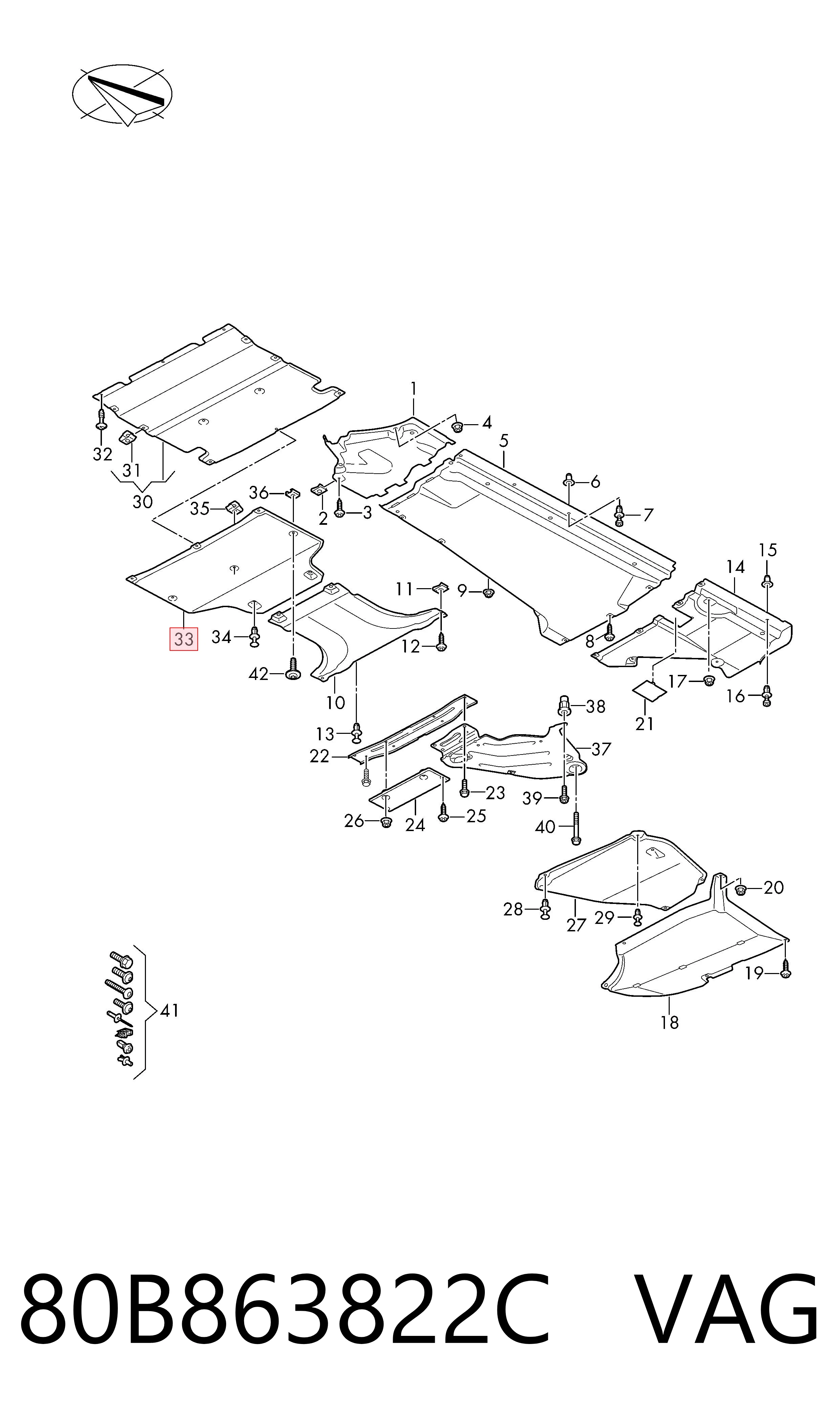 80B863822C VAG Protección de cárter