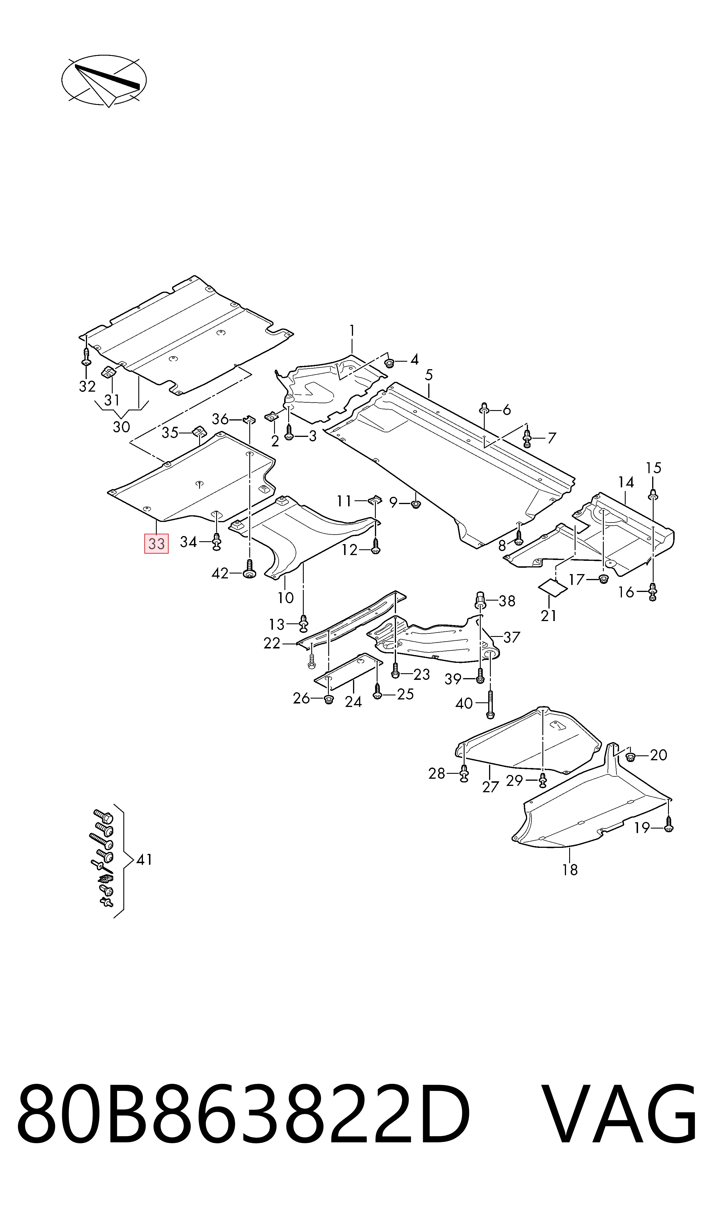 Comprar 80B863822D VAG Protección motor / empotramiento