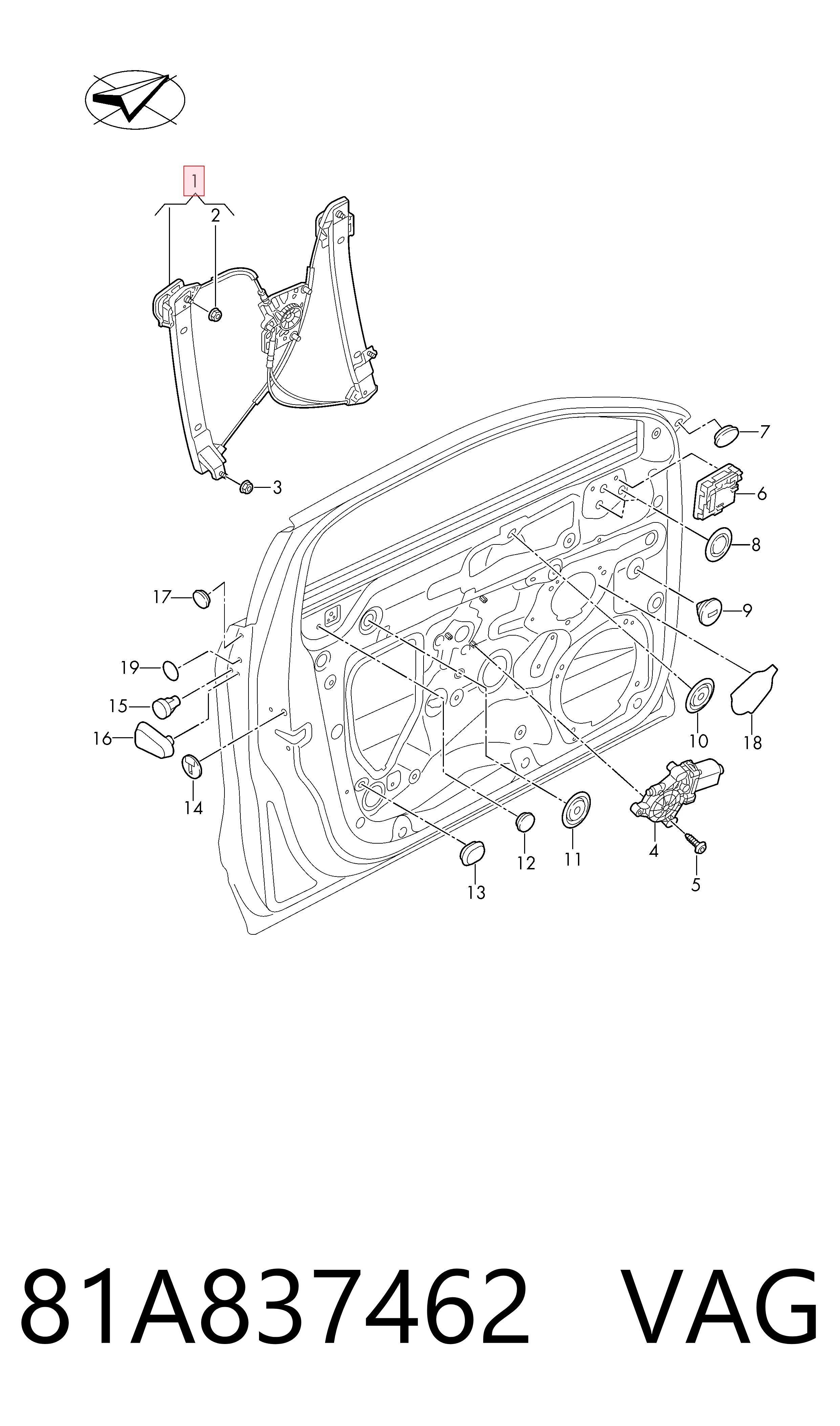 Comprar Mecanismo de elevalunas de la puerta delantera derecha Audi Q2  GAB, GAG a bajo precio