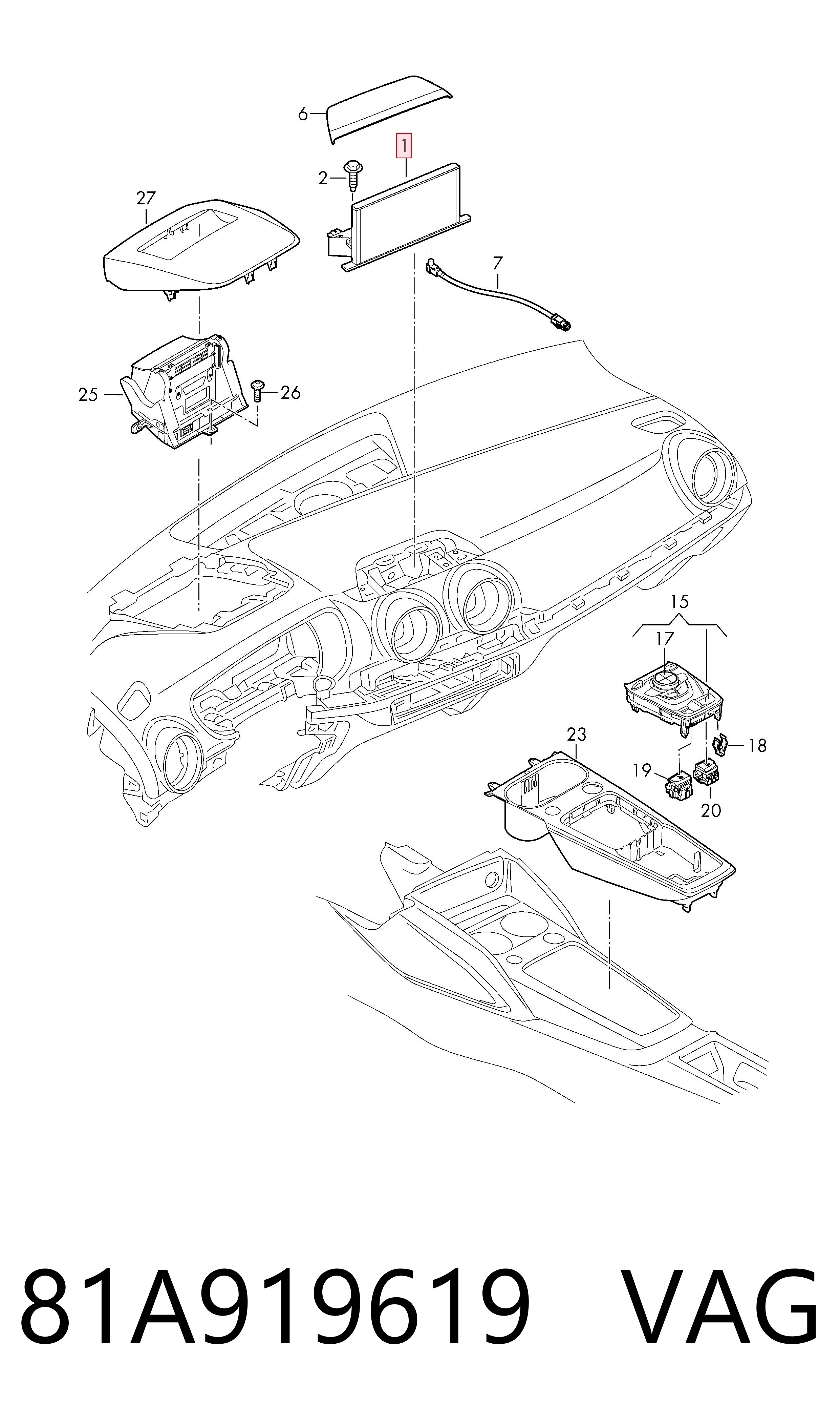 Pantalla para Audi Q2 GAB, GAG