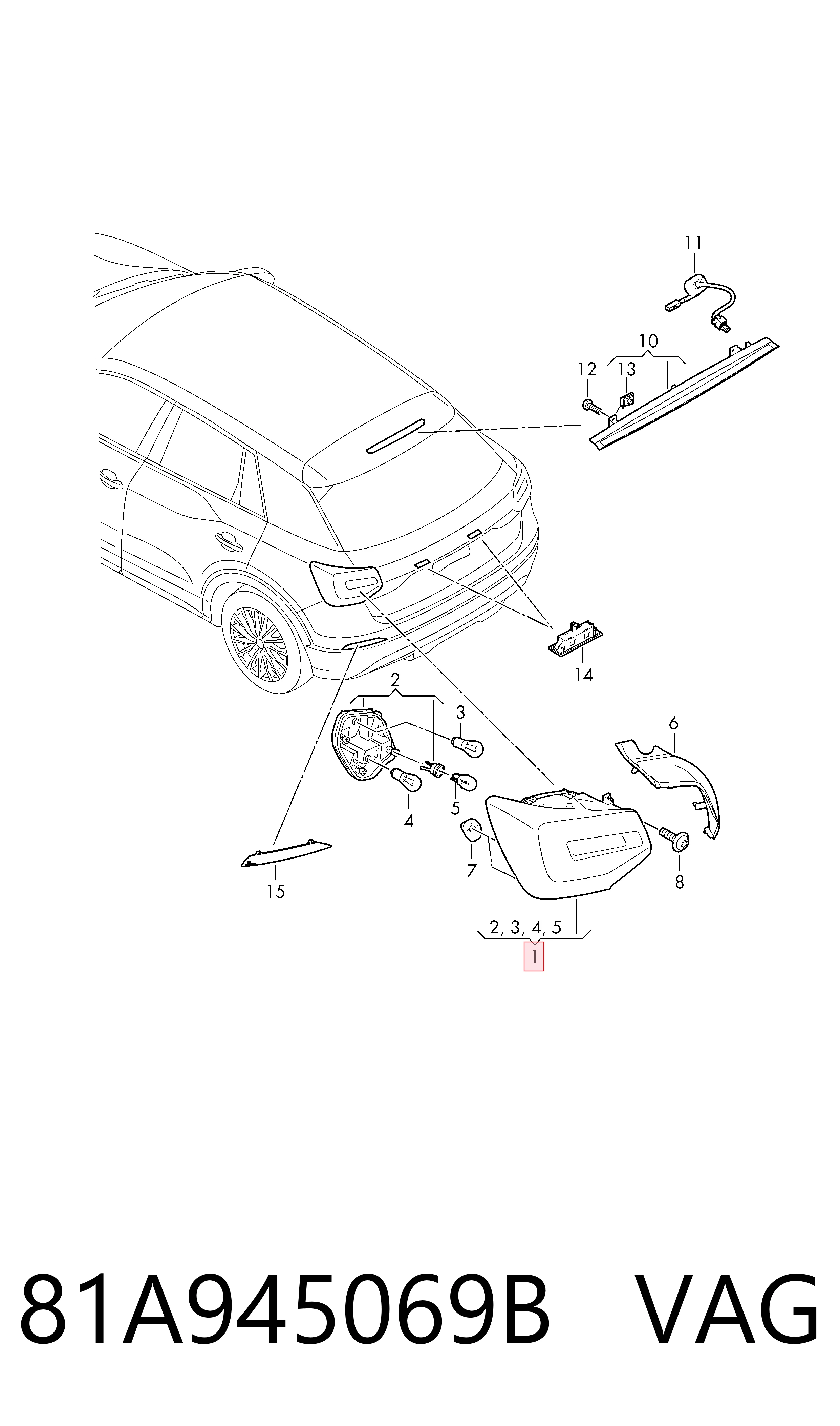 81A945069B VAG Piloto trasero izquierdo