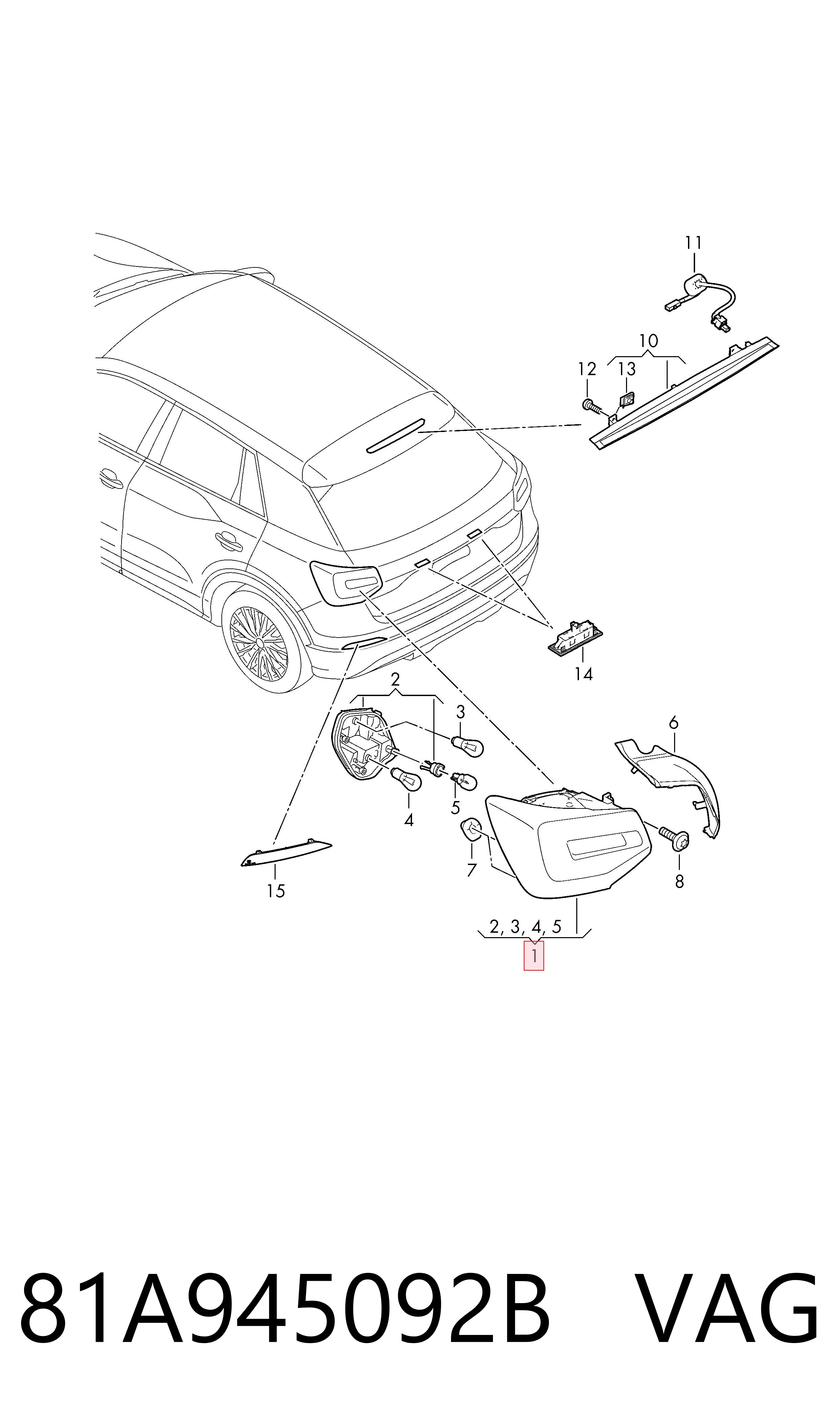 81A945092B VAG Piloto trasero derecho