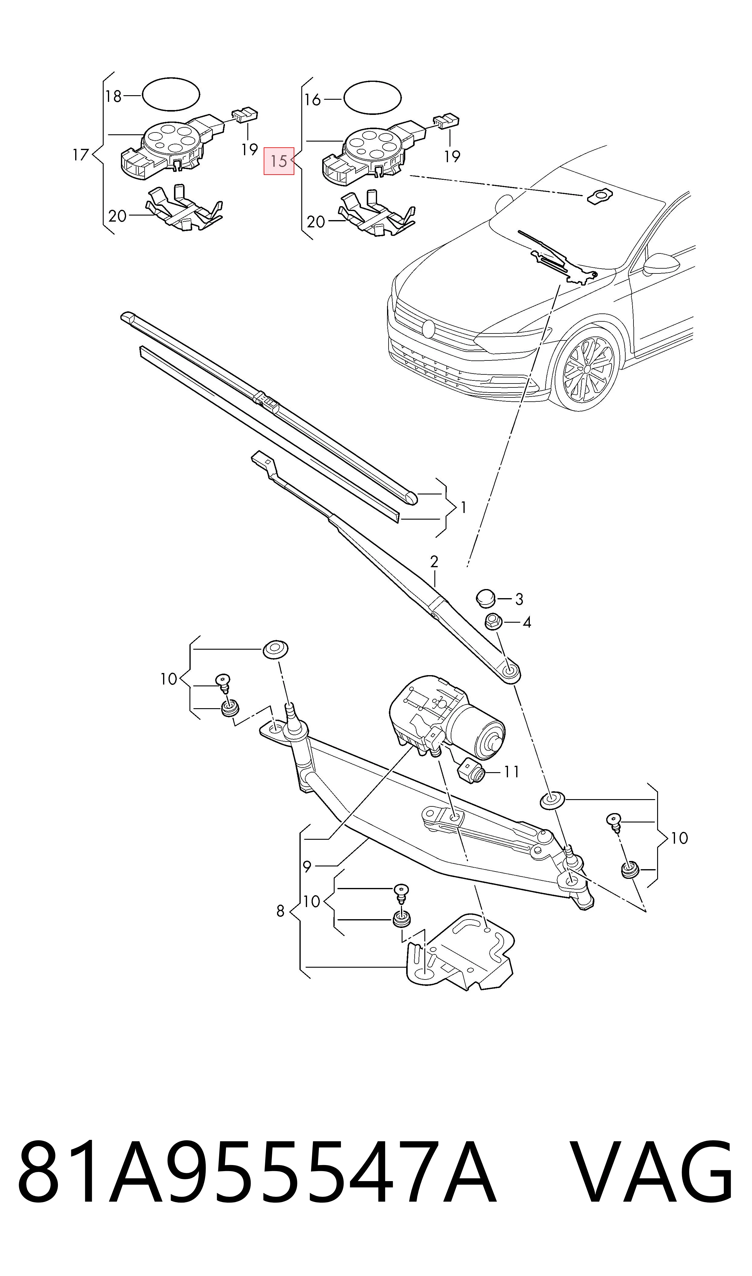 81A955547A VAG Sensor de lluvia