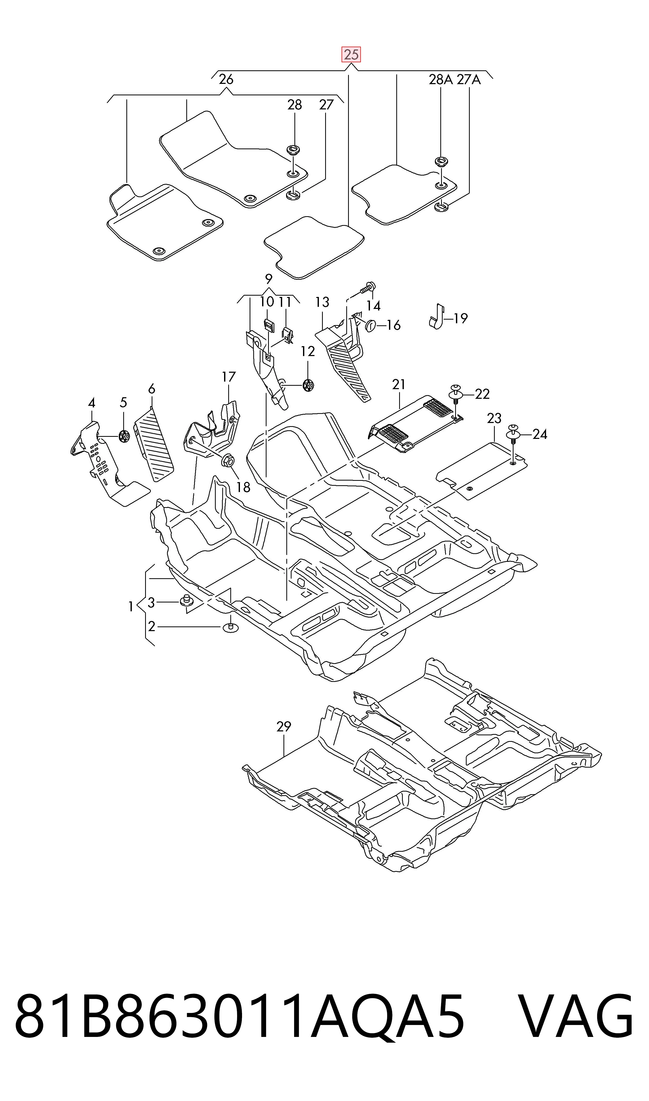 81B863011AQA5 VAG Alfombrillas para coche