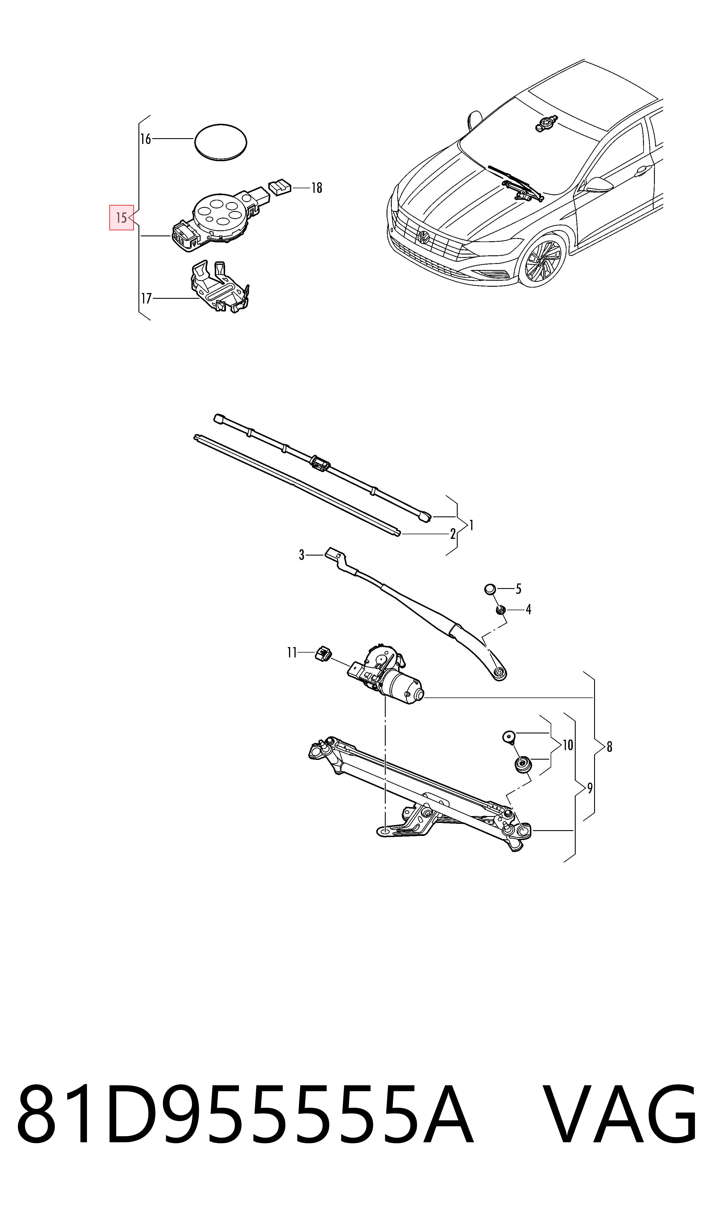 81D955555A VAG Sensor de lluvia