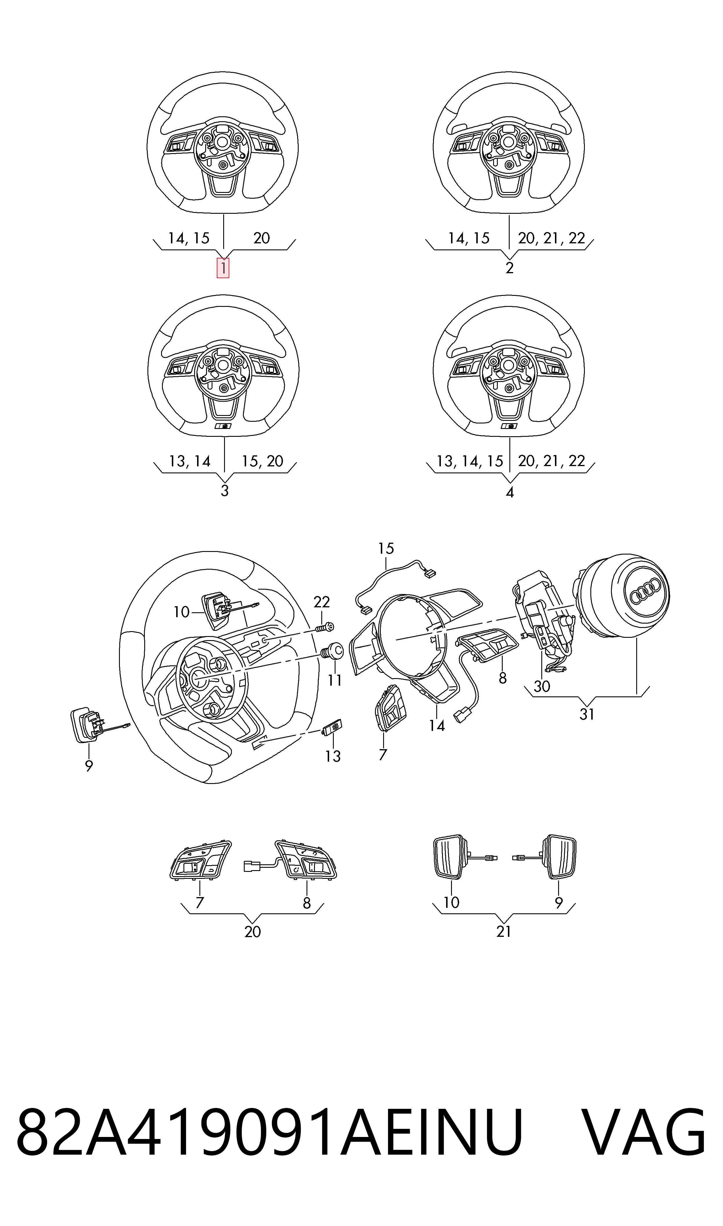 Volante para Audi A1 Sportback GBA