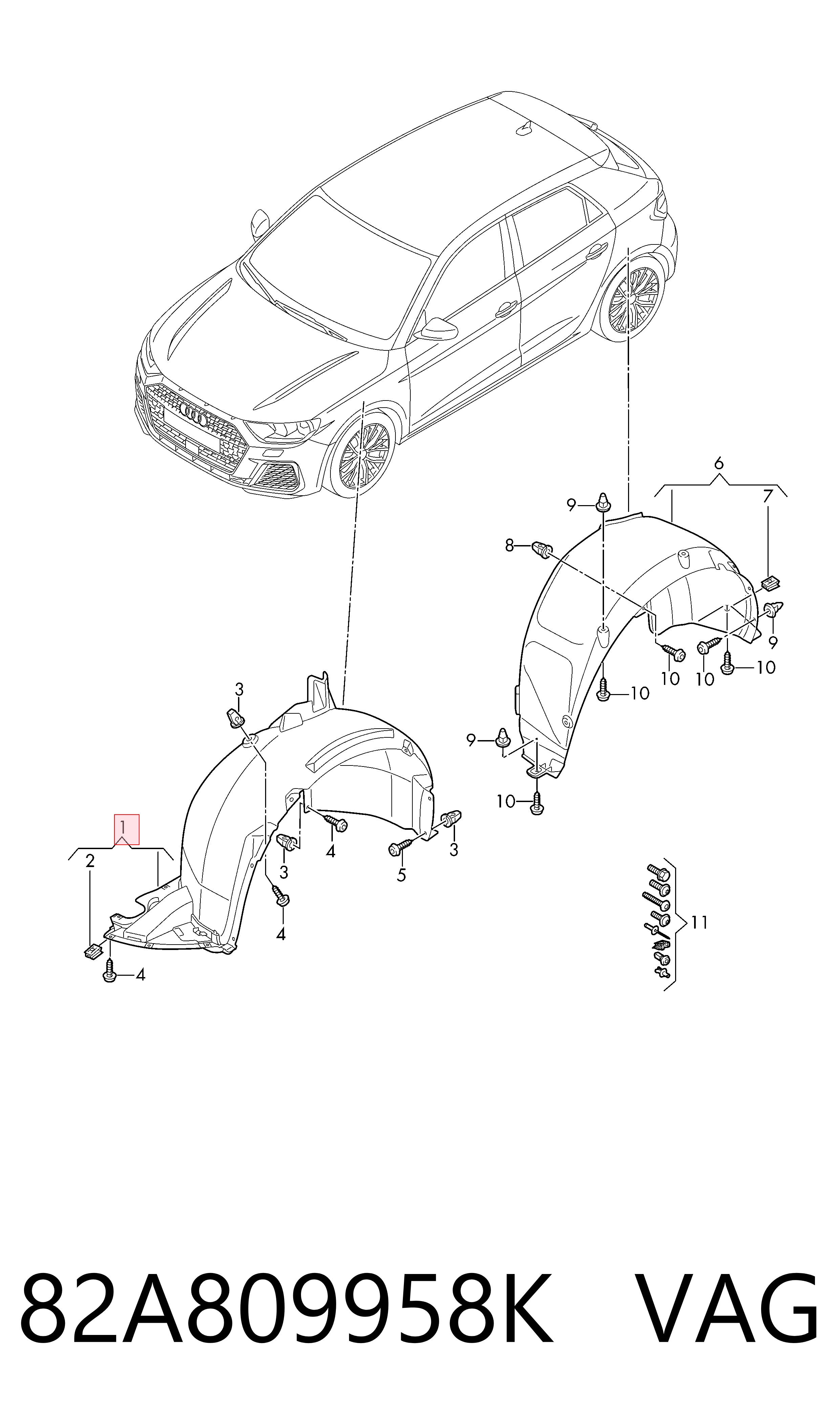 Paso rueda delantero derecho Audi A1  (2018-2026)