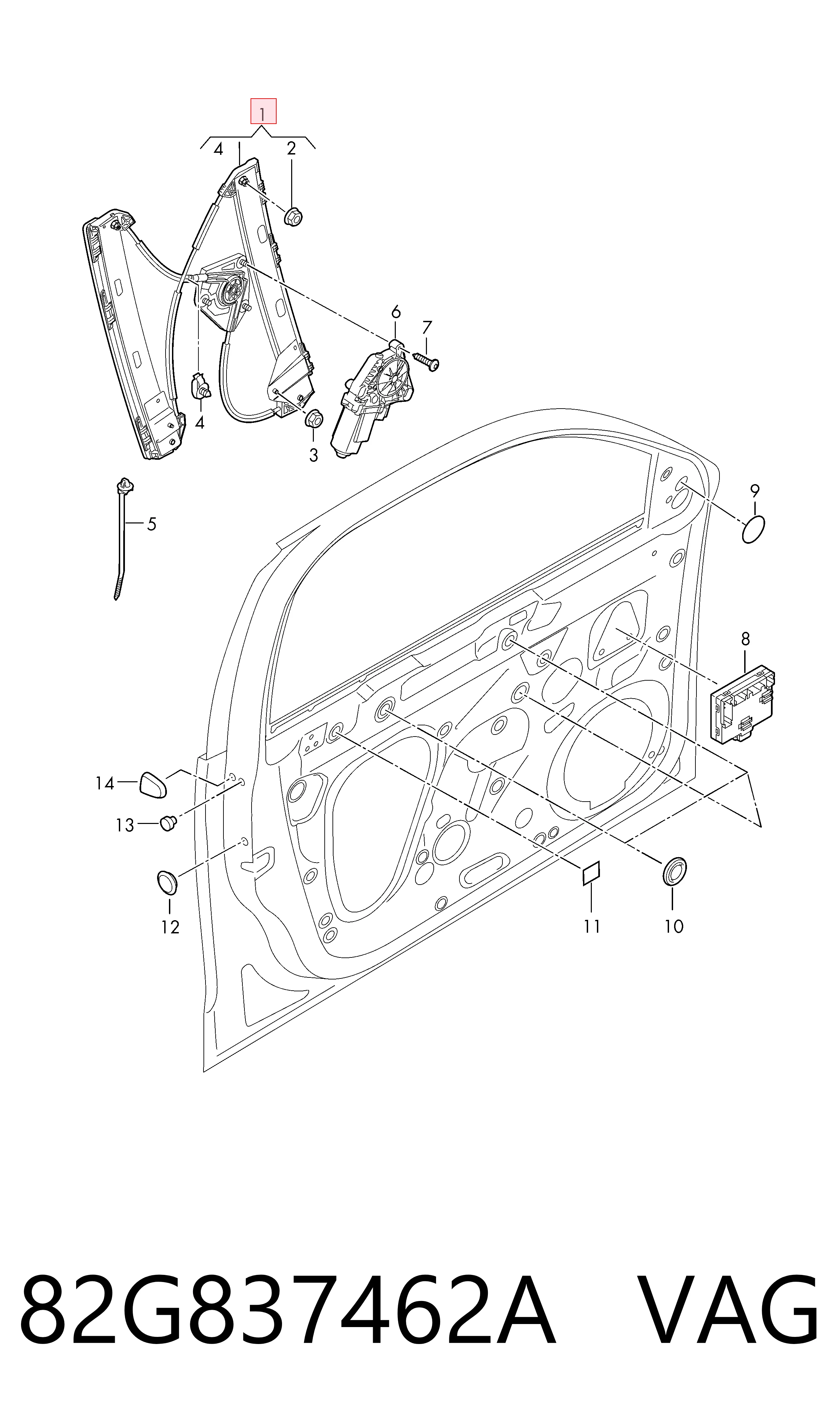 Mecanismo levanta, puerta delantera derecha para Audi A1 Sportback GBA