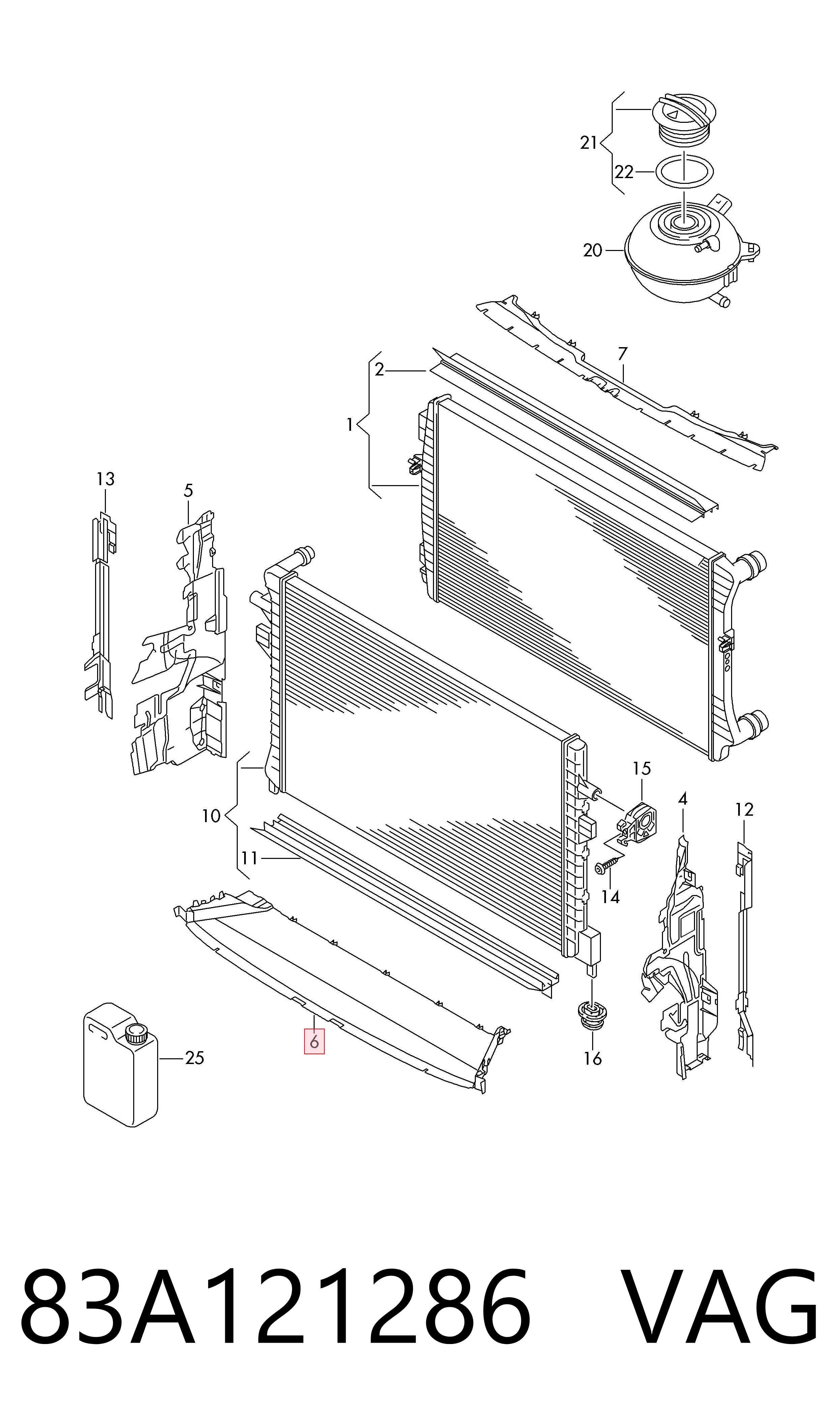 83A121286 VAG Deflector de aire inferior del radiador