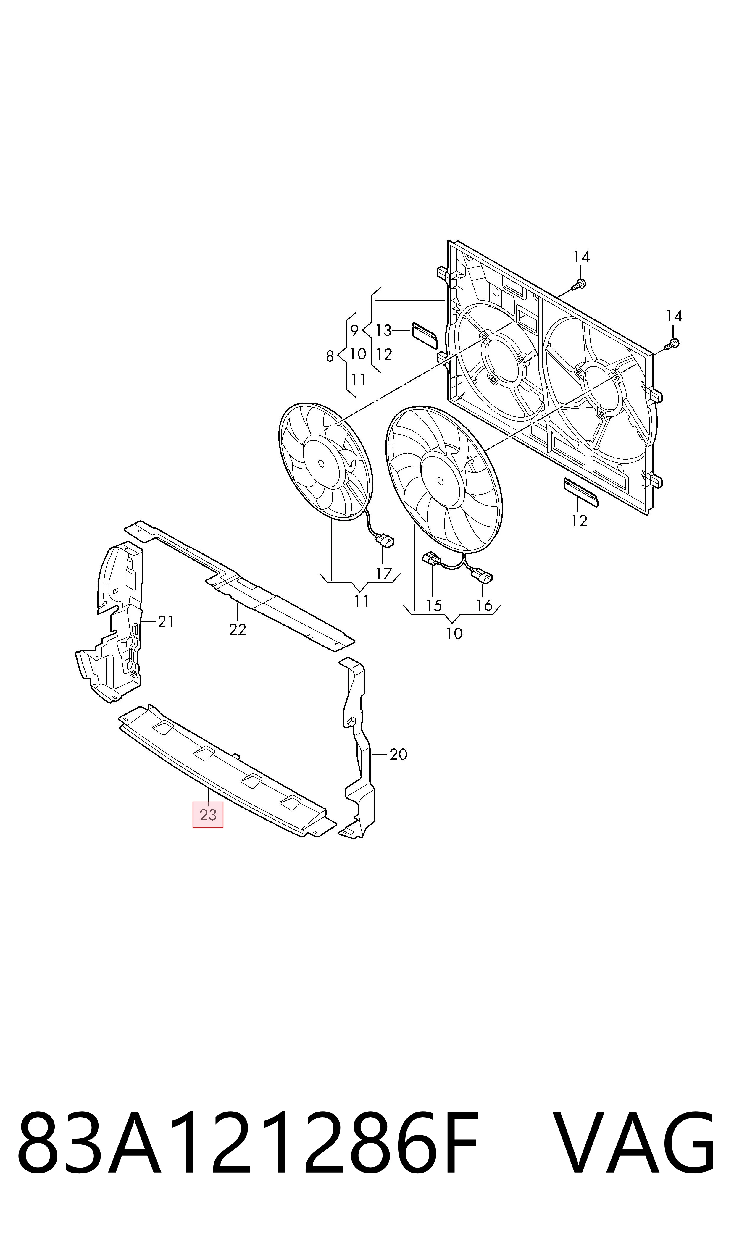83A121286F VAG Deflector de aire inferior del radiador