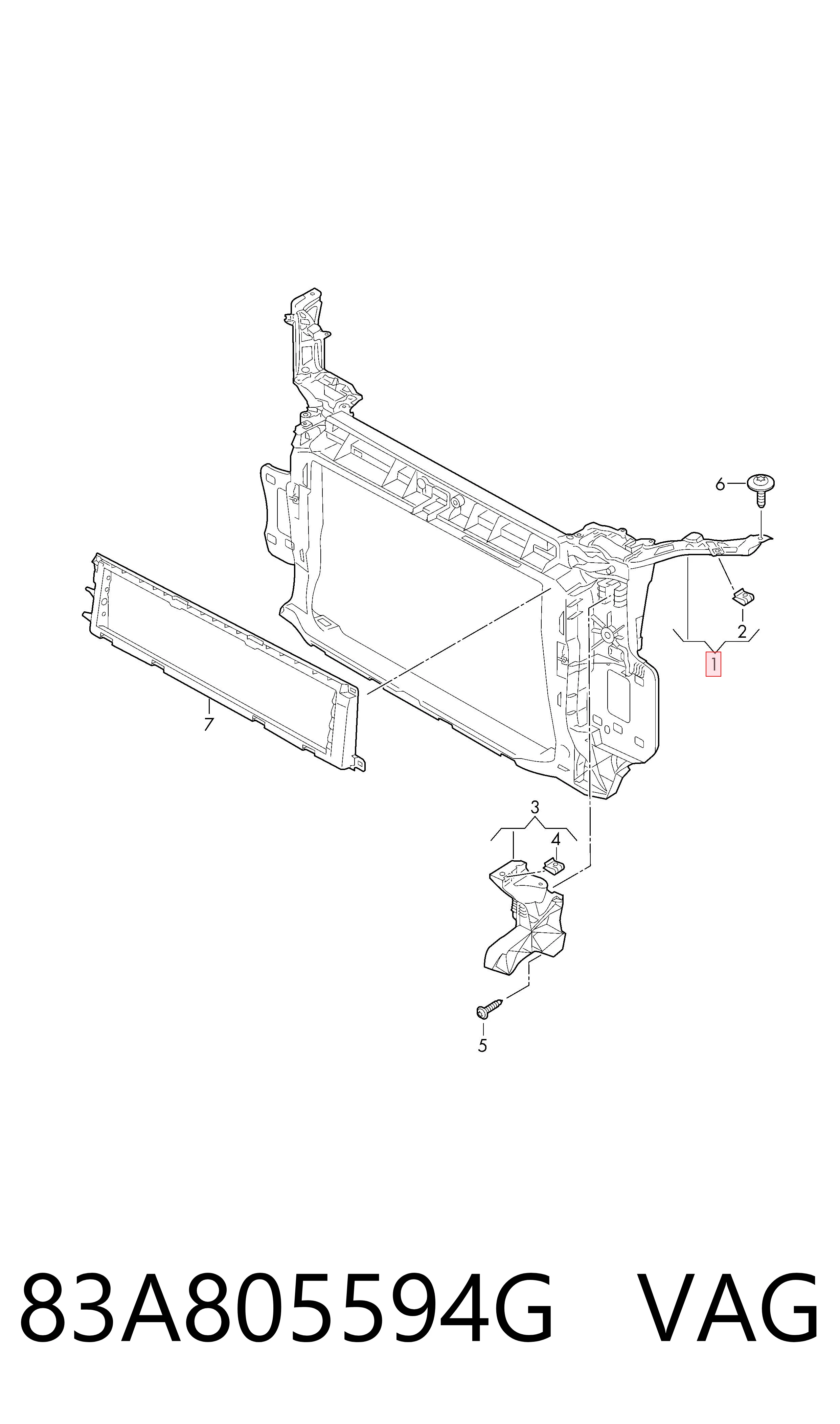 Soporte de radiador completo (panel de montaje para foco) para Audi Q3  F3B