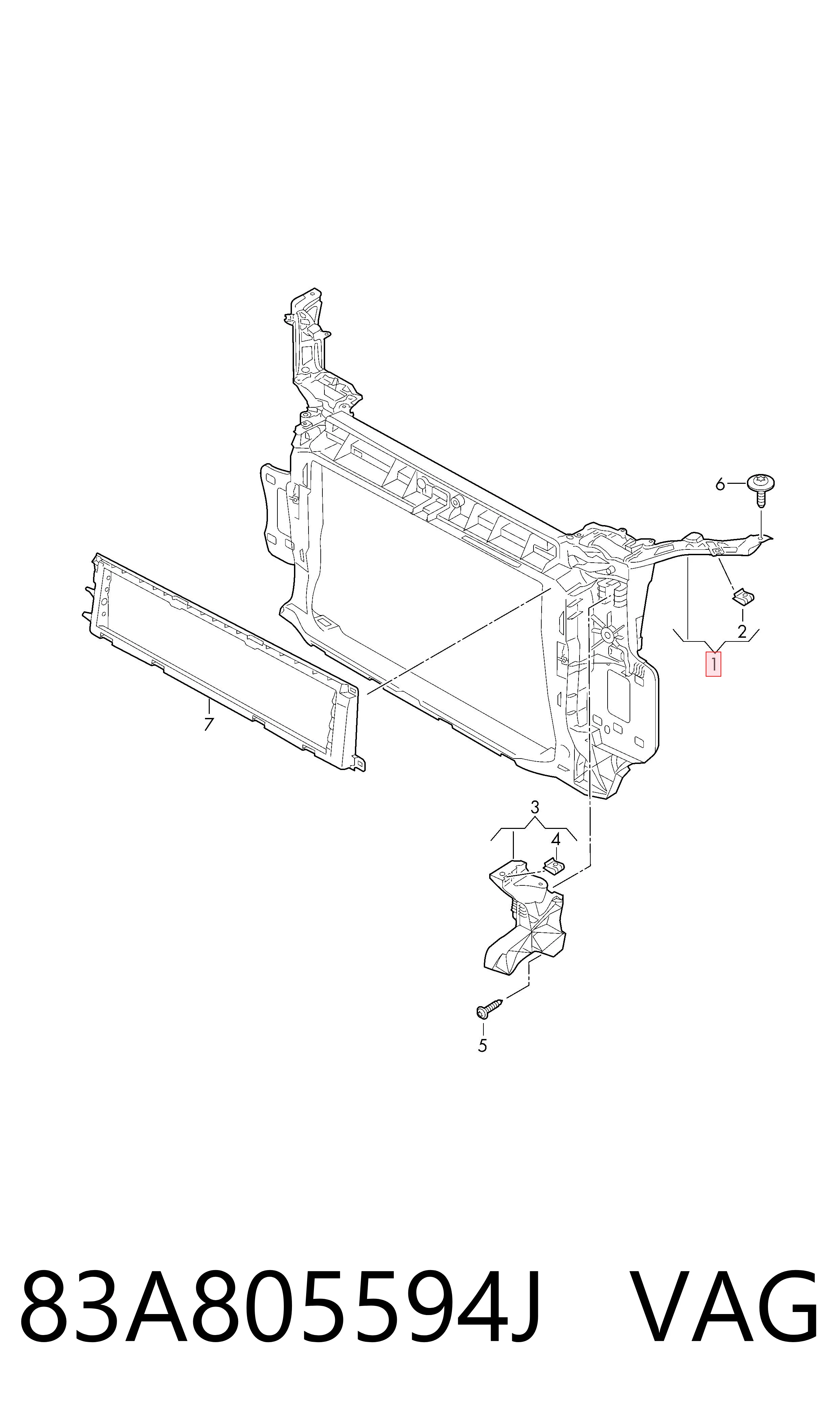 Panel de soporte del radiador y montaje de faros VAG 83A805594J precio, desde 197,62 EUR