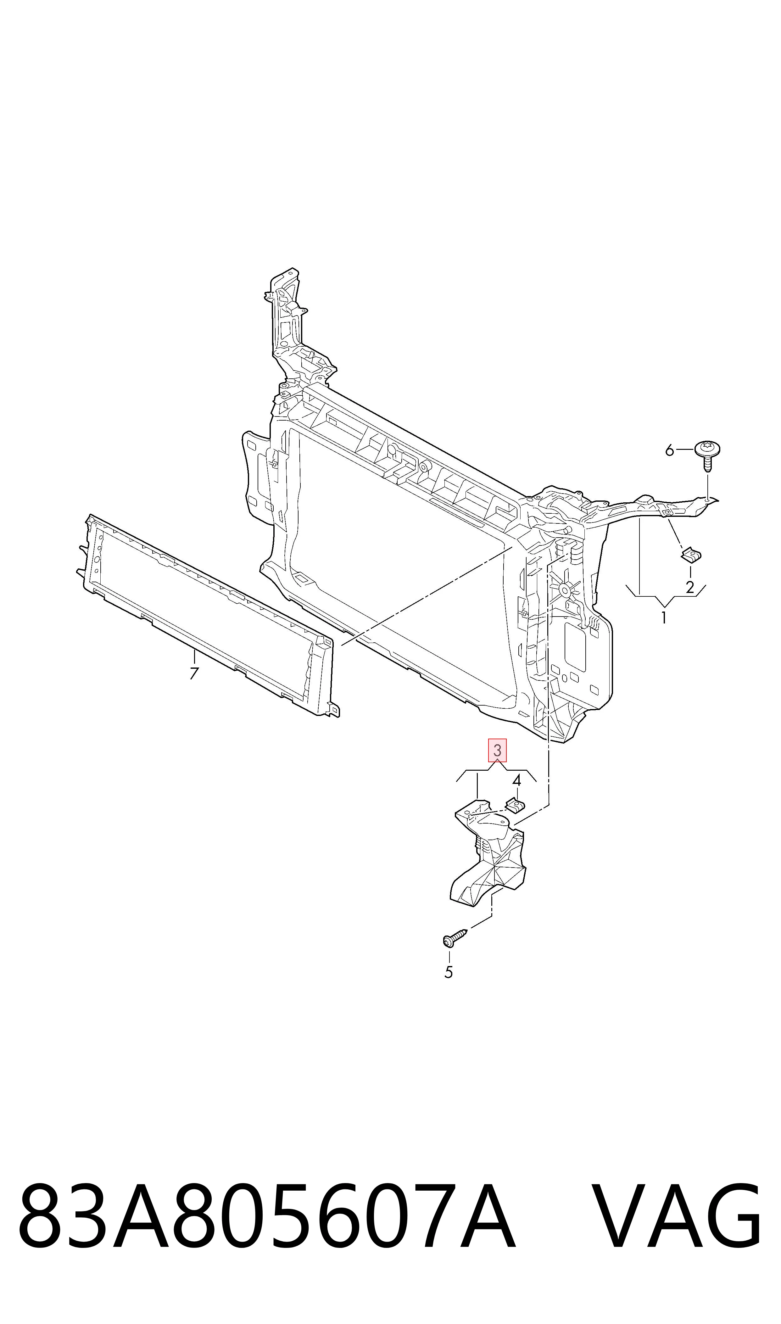 83A805607A VAG Soporte de montaje de faros delantero izquierdo