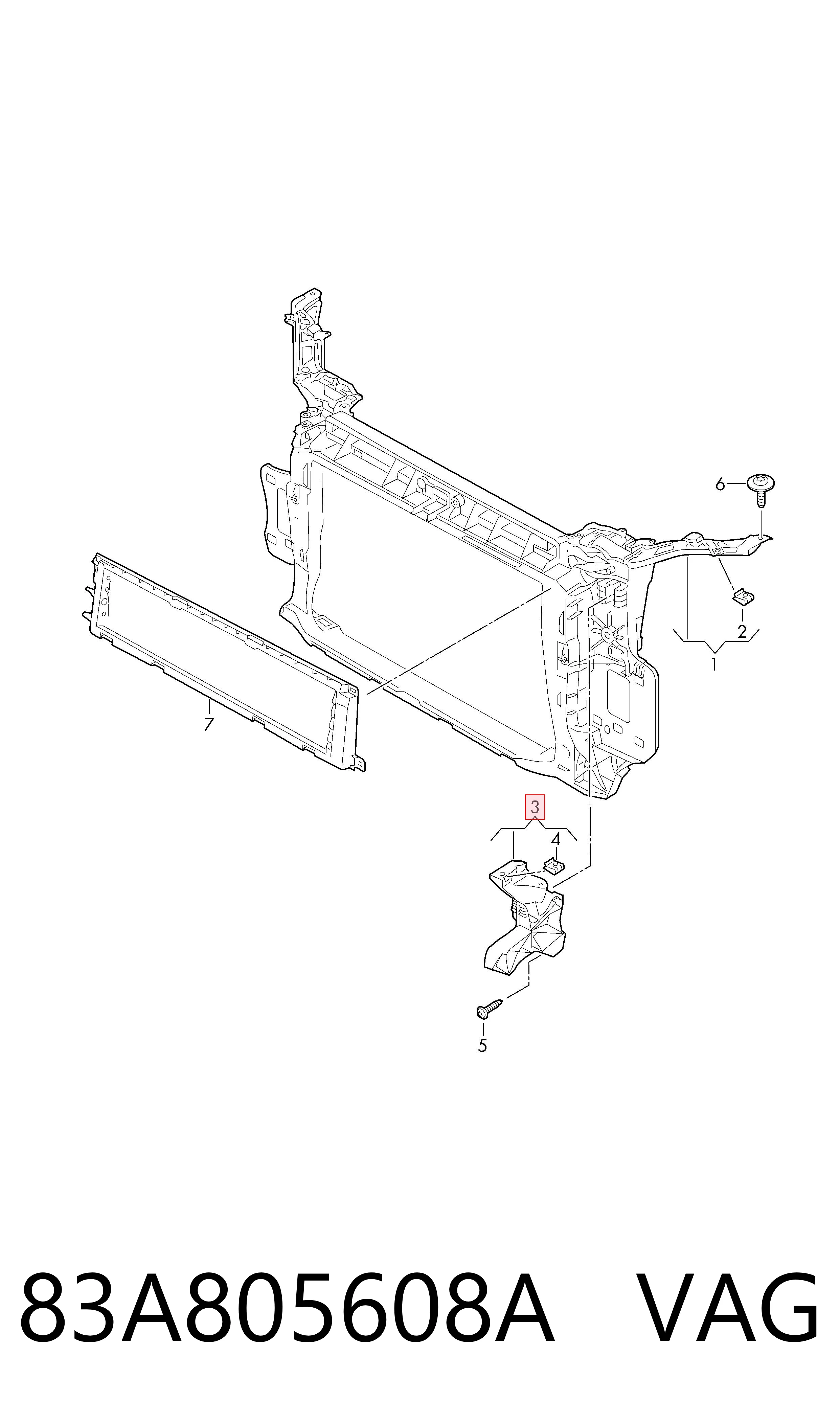 83A805608A VAG Soporte de fijación del faro delantero derecho