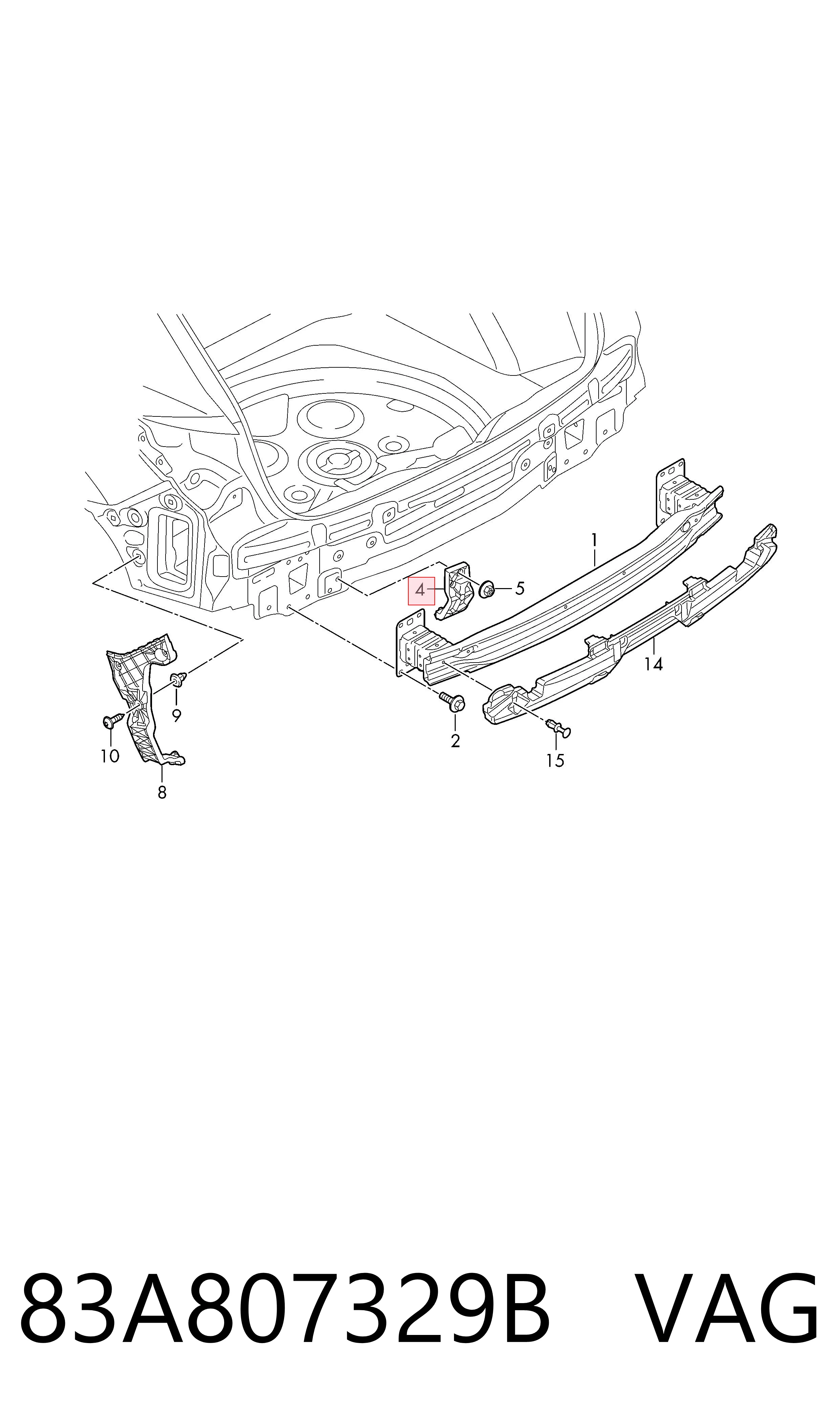 83A807329B VAG Soporte de parachoques trasero izquierdo