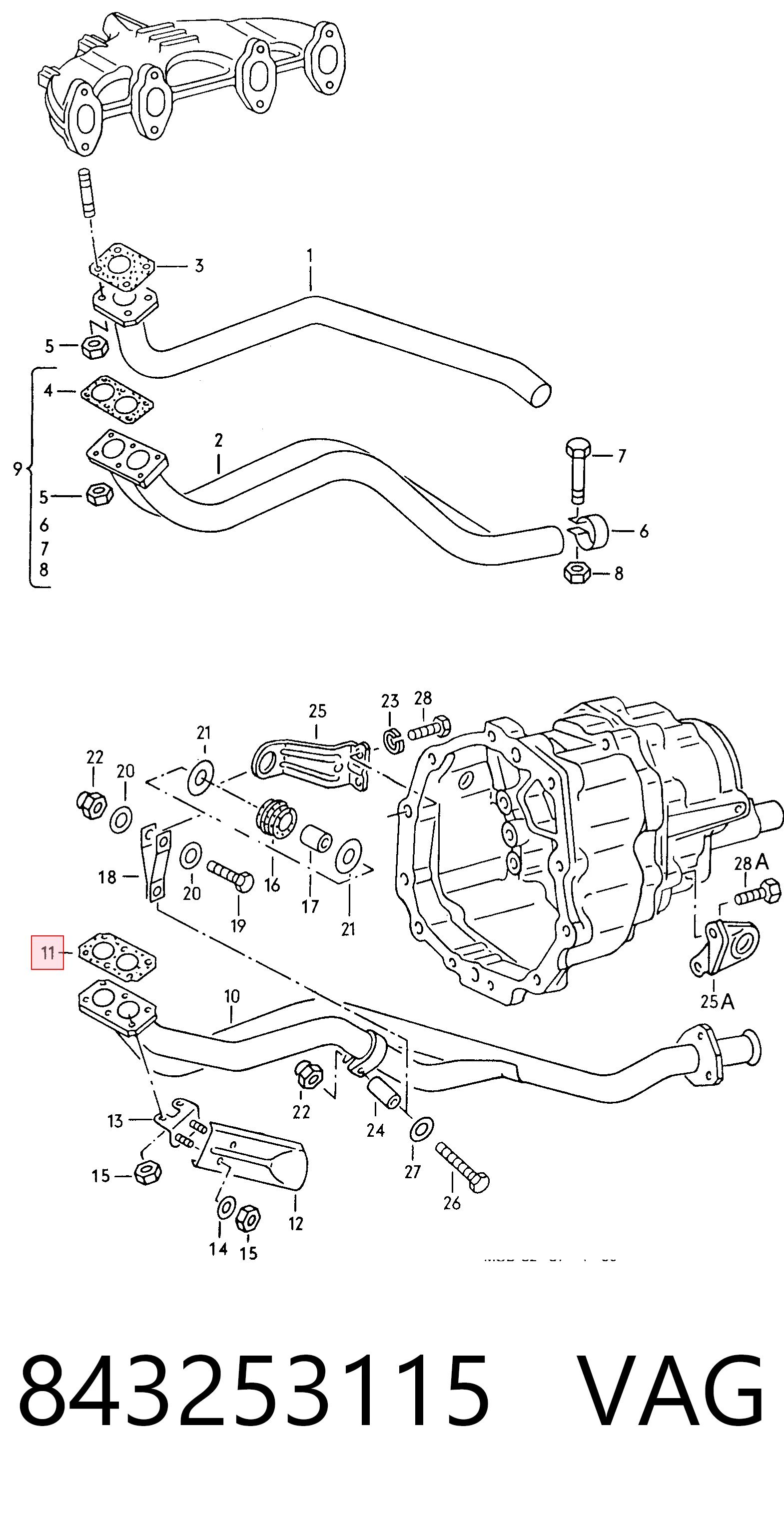 Junta de tubo de escape silenciador Audi 80  (82)