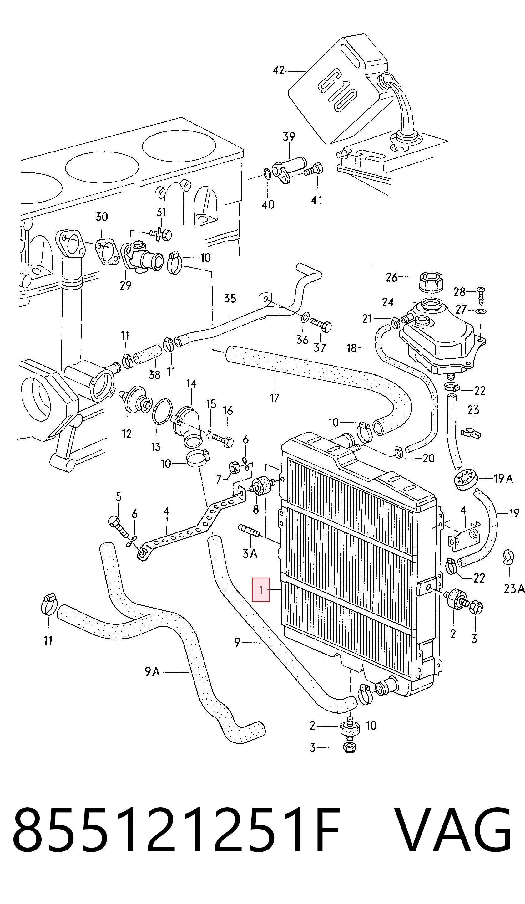 Radiador de refrigeración del motor 855121251F VAG