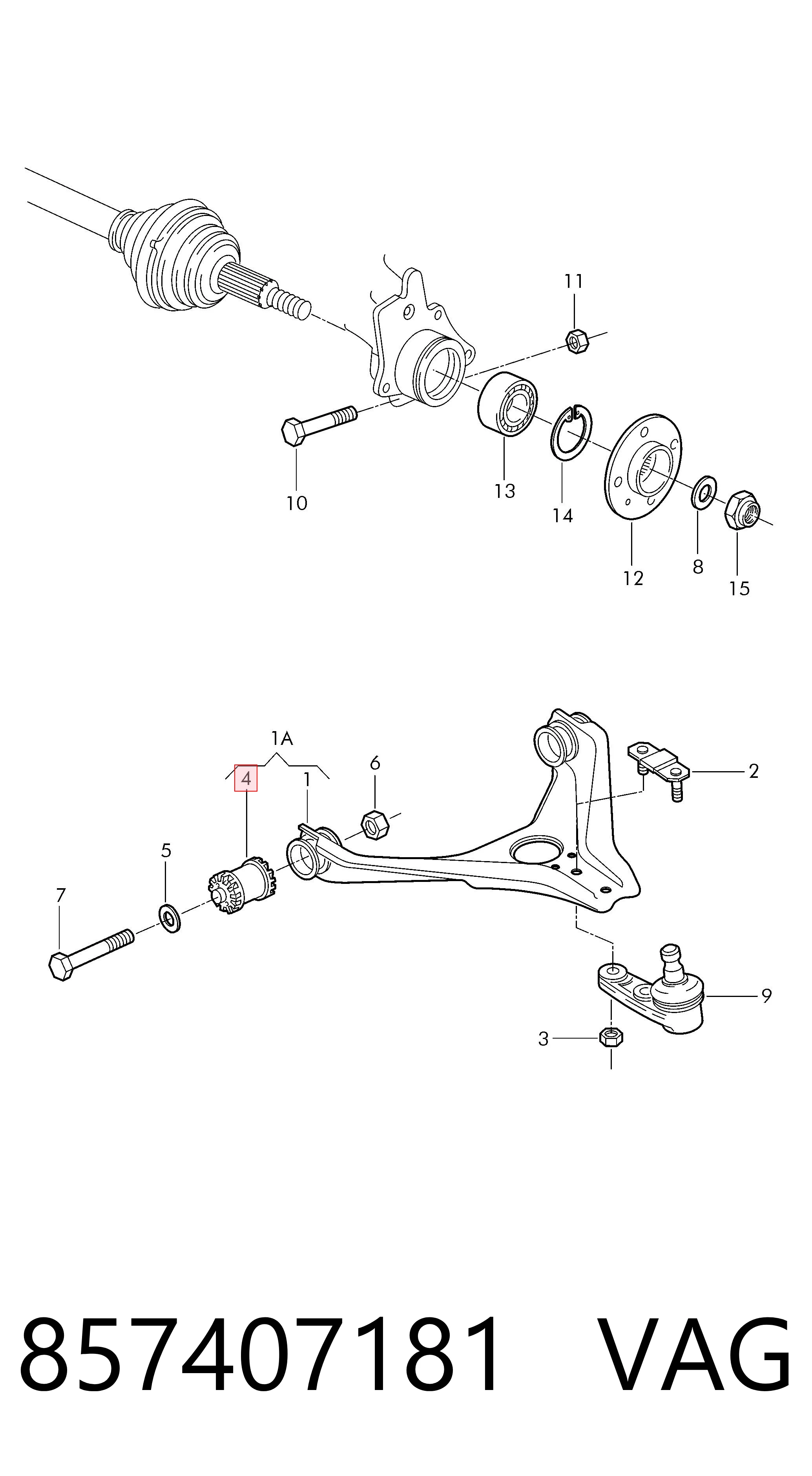 857407181 VAG Silentblock de brazo de suspensión delantero inferior