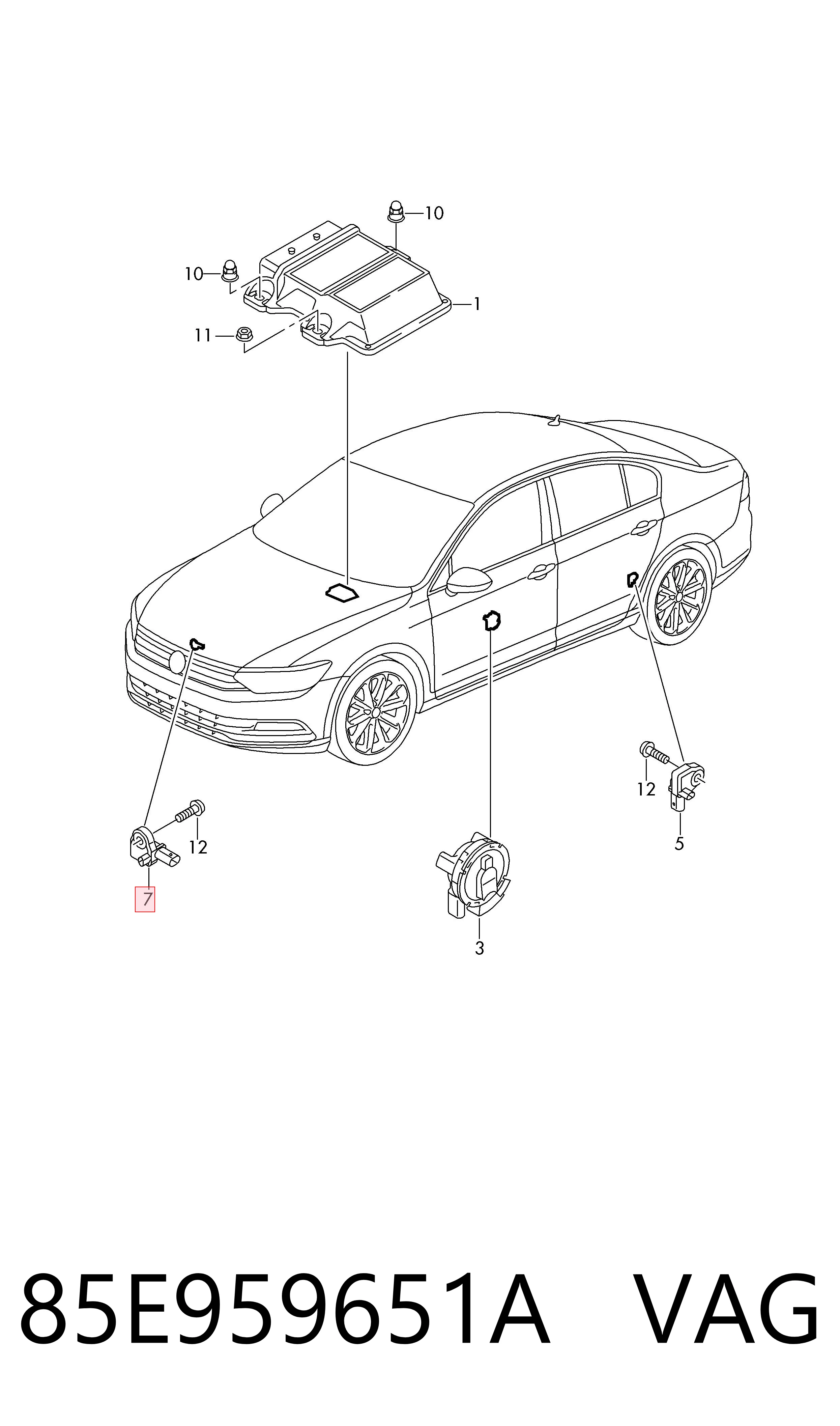 Sensor de airbag delantero VAG 85E959651A precio, desde 189,20 EUR