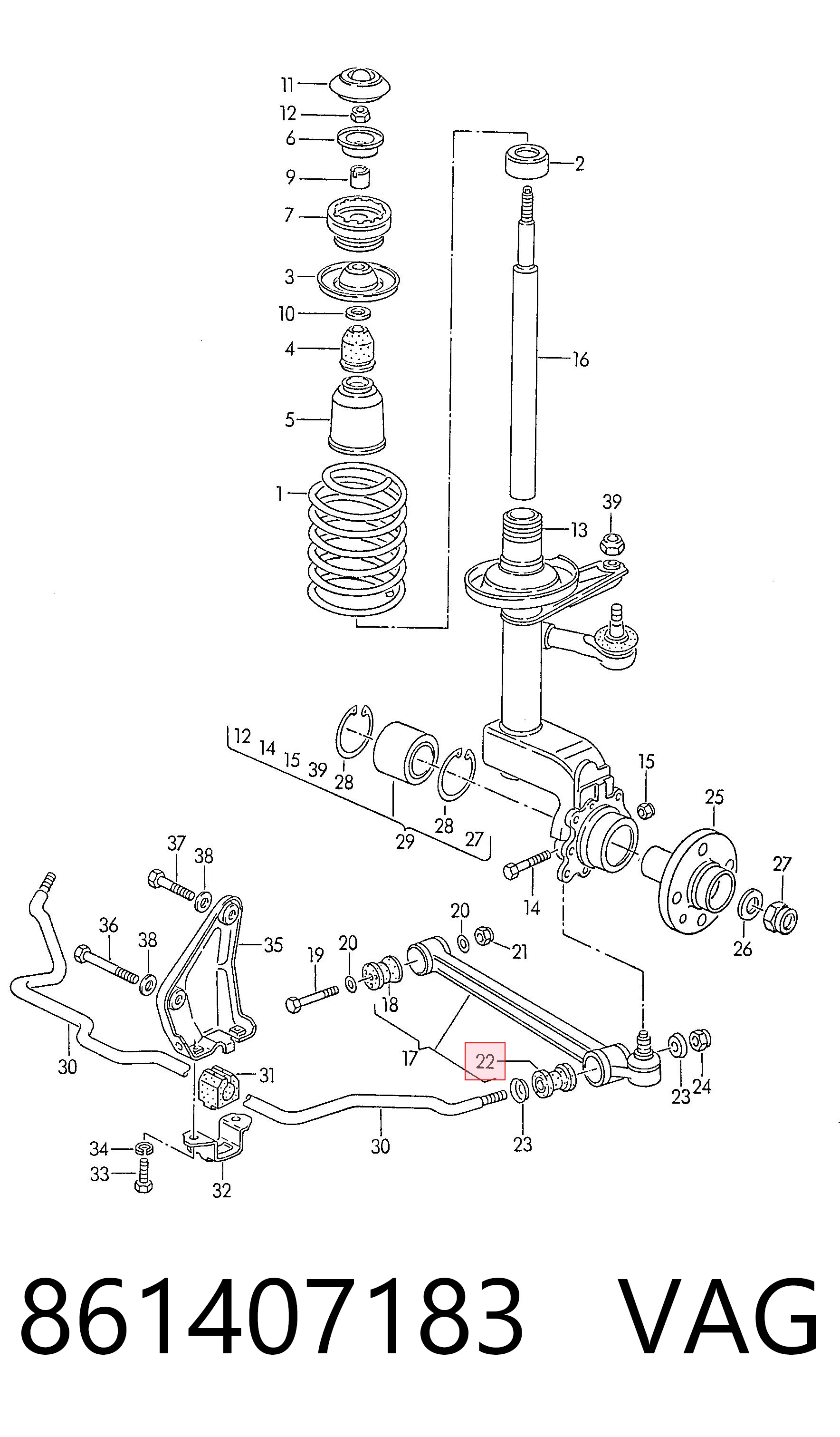 Silentblock suspension para Volkswagen Polo II (86C)