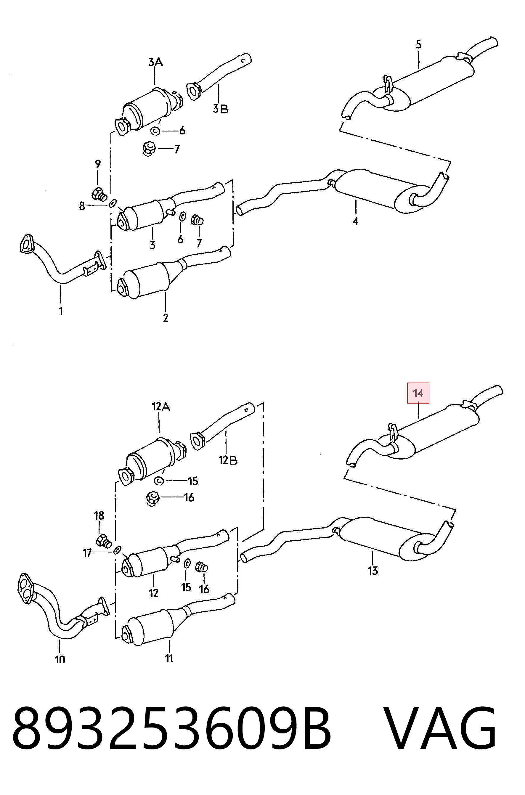 Comprar Silenciador trasero Audi 80  89, 89Q, 8A a bajo precio